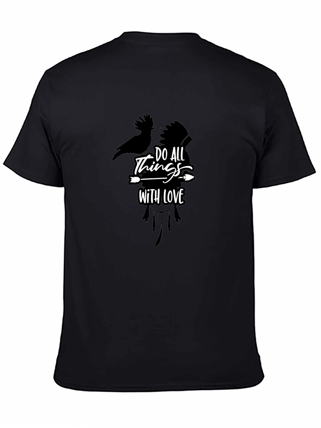 Mens Black Tee - Do All Things With Love Graphic