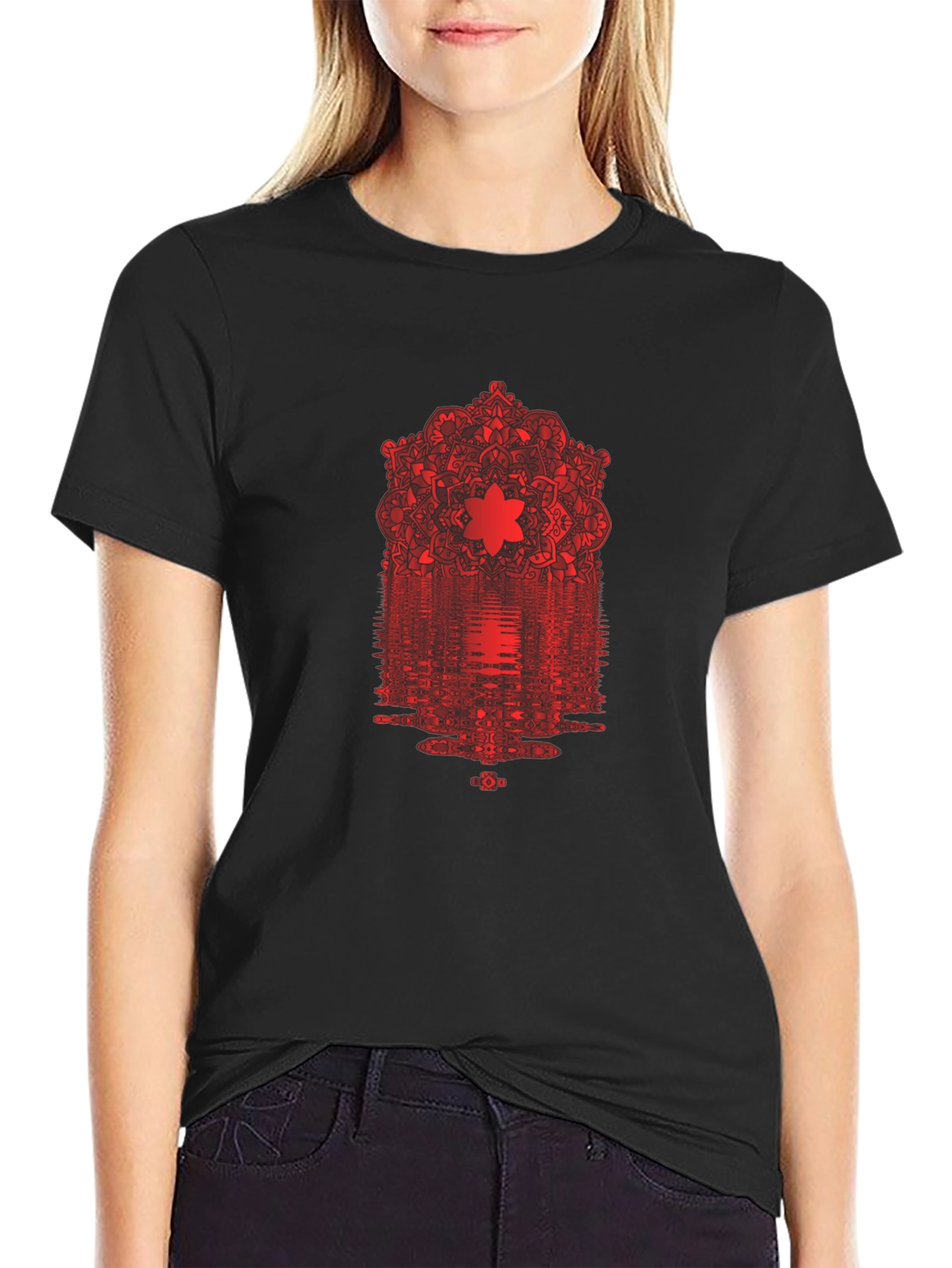 Abstract Mandala Graphic Black T-Shirt