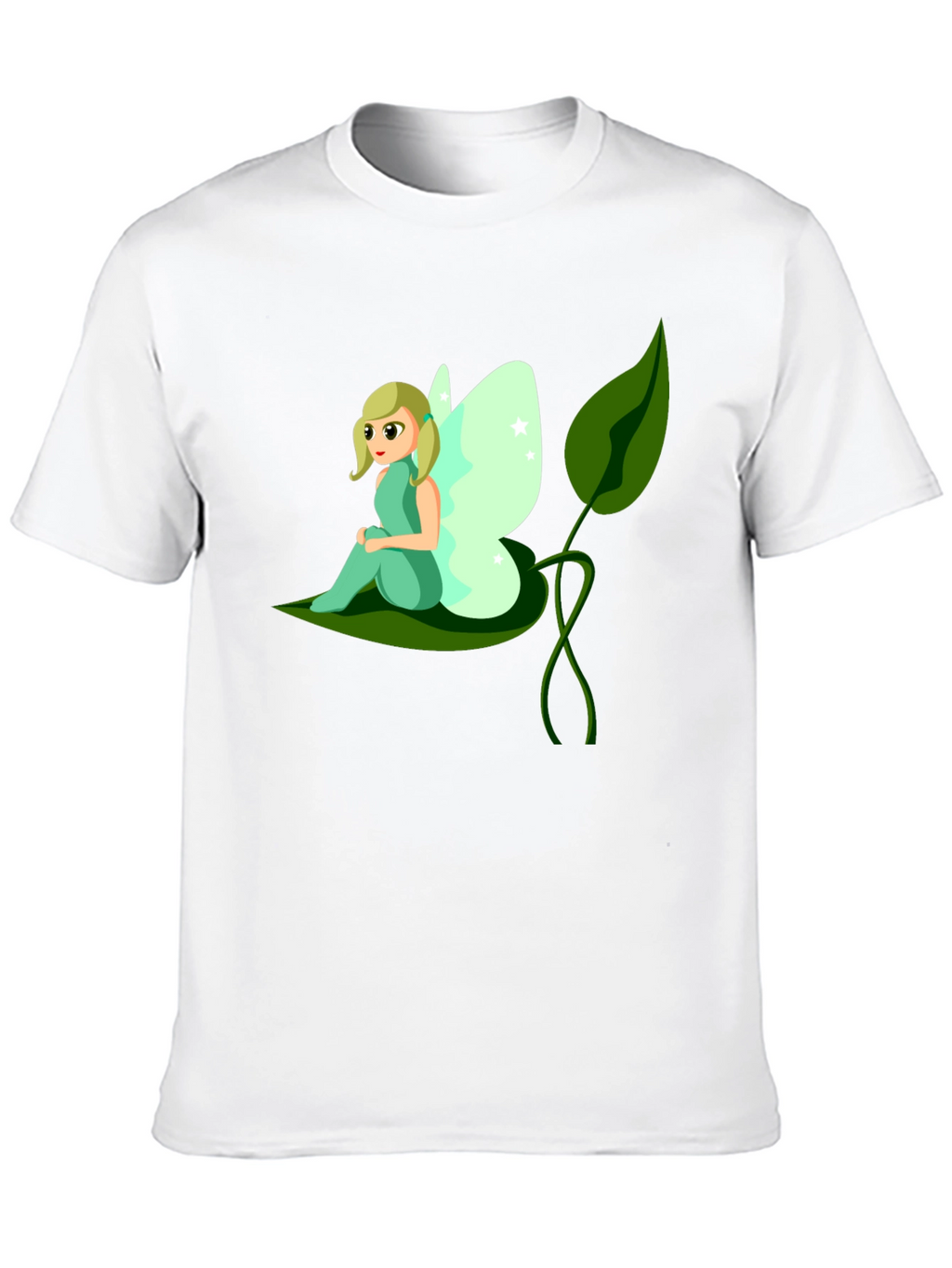 Whimsical Fairy Graphic Tee - Black Cotton T-Shirt