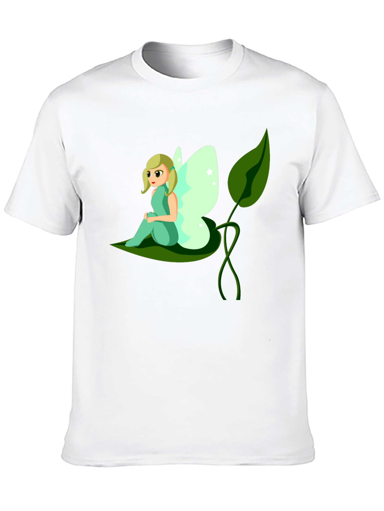 Whimsical Fairy Graphic Tee - Black Cotton T-Shirt