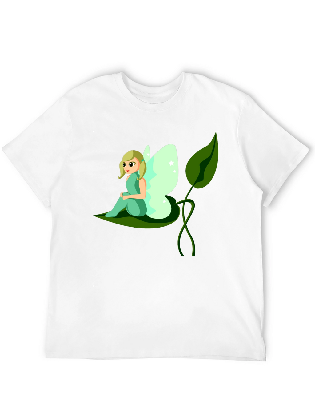 Whimsical Fairy Graphic Tee - Black Cotton T-Shirt