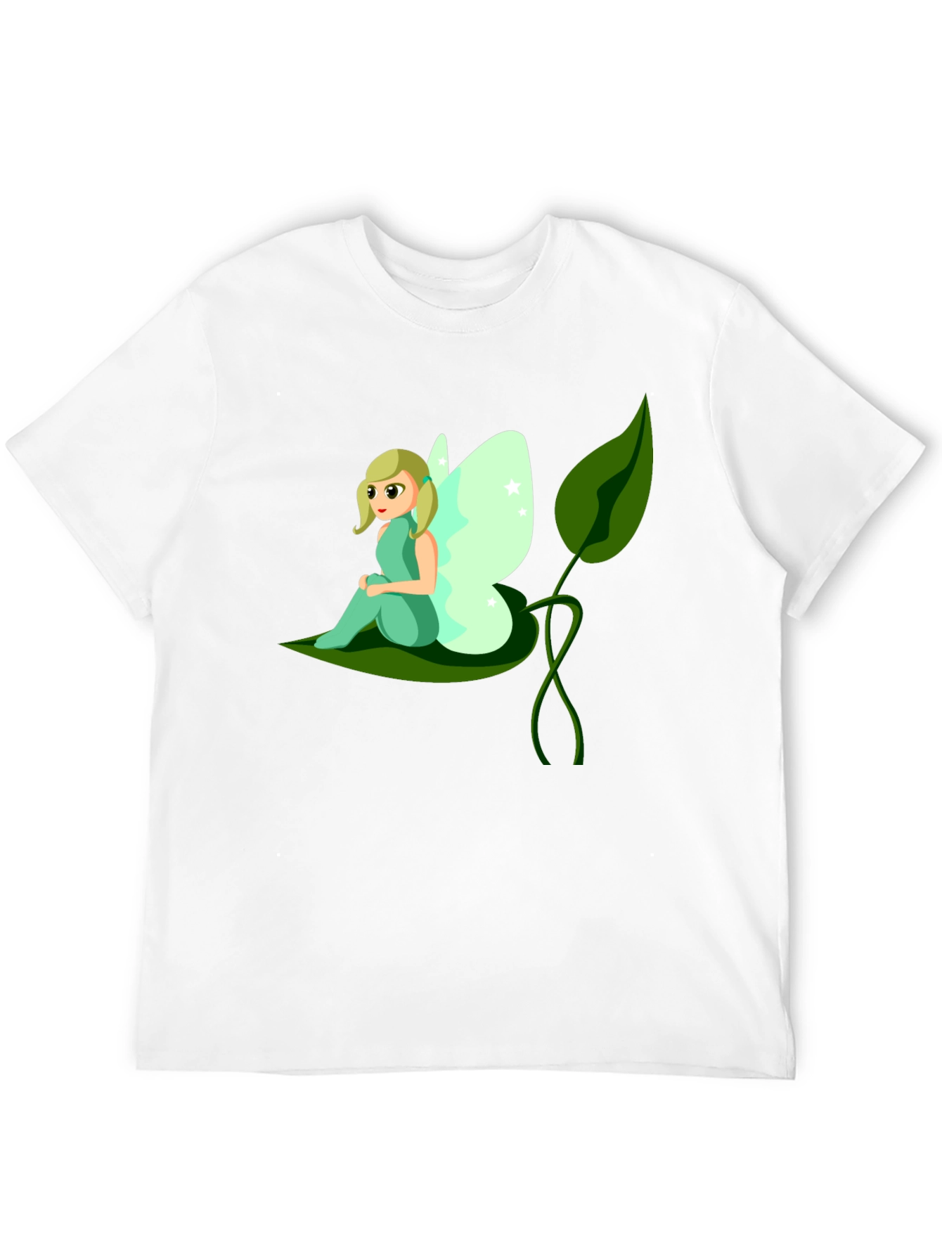 Whimsical Fairy Graphic Tee - Black Cotton T-Shirt