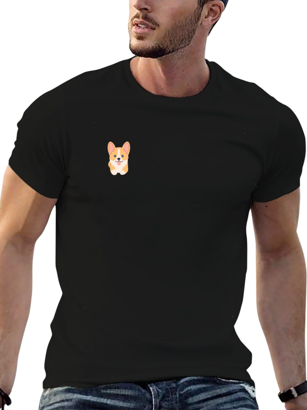 Cute Corgi Black T-Shirt