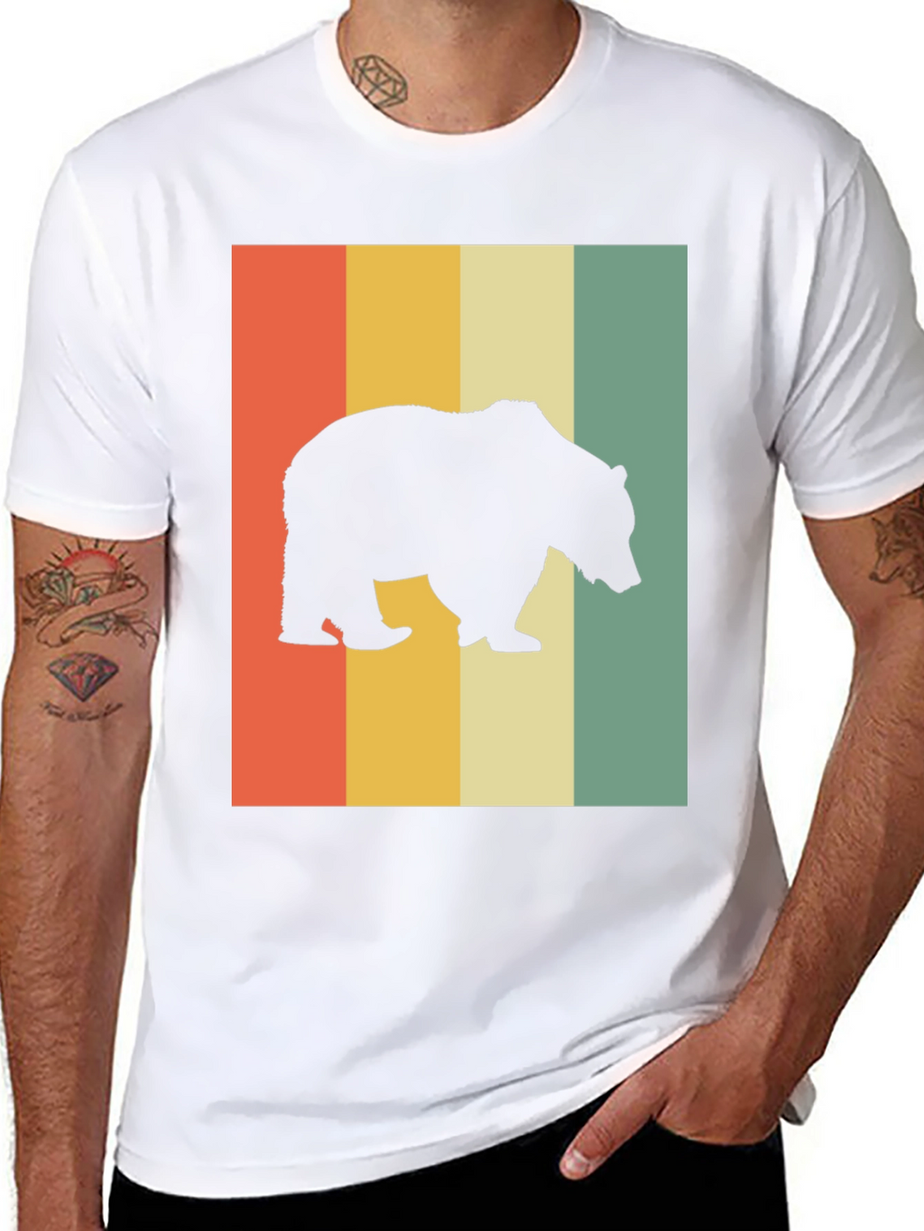 Retro Bear Silhouette Graphic T-Shirt