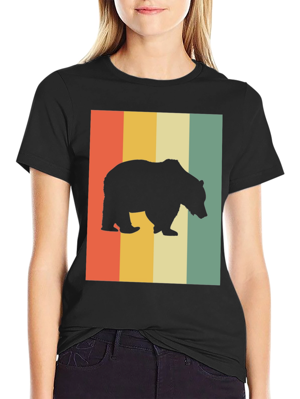 Retro Bear Silhouette Graphic T-Shirt