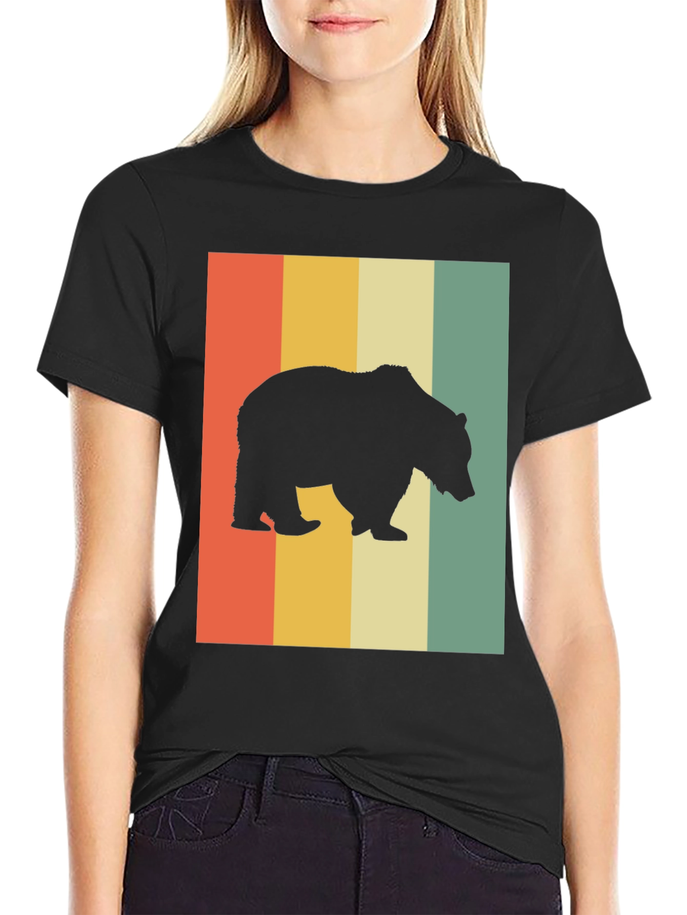 Retro Bear Silhouette Graphic T-Shirt
