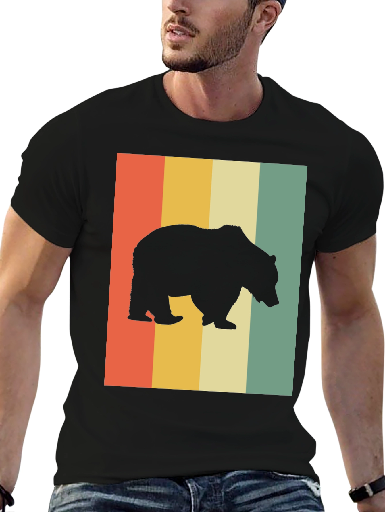 Retro Bear Silhouette Graphic T-Shirt