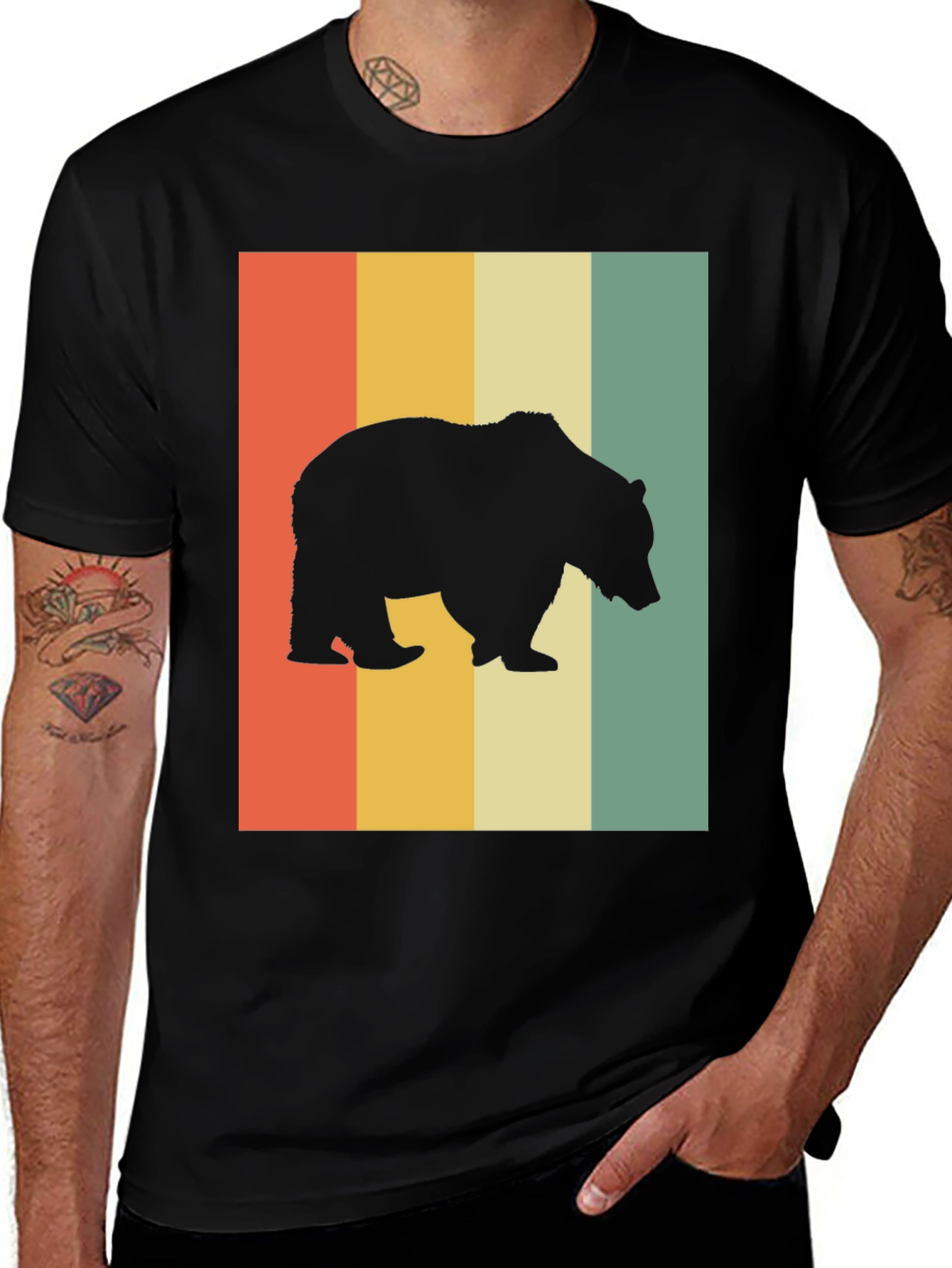 Retro Bear Silhouette Graphic T-Shirt