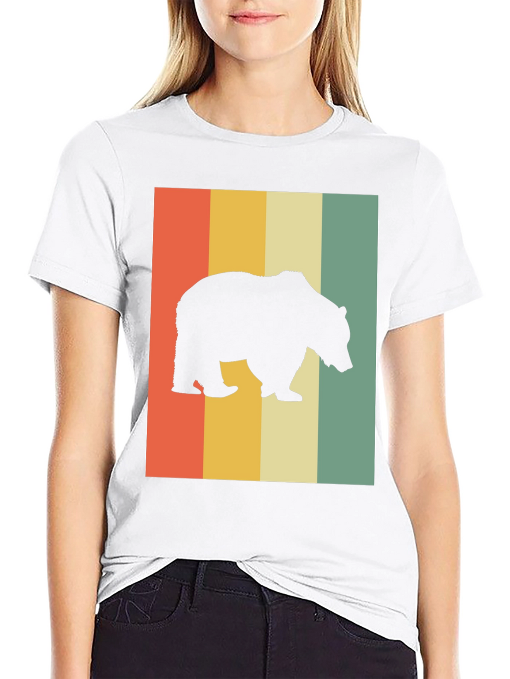 Retro Bear Silhouette Graphic T-Shirt