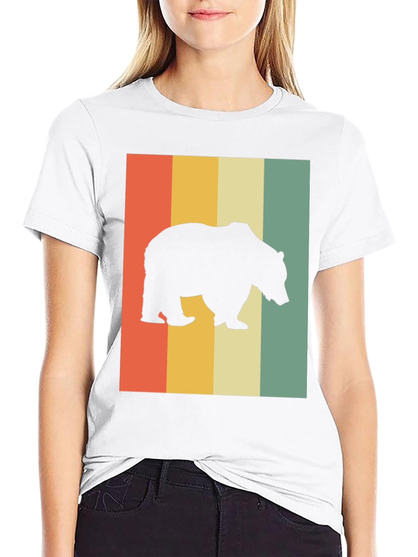 Retro Bear Silhouette Graphic T-Shirt