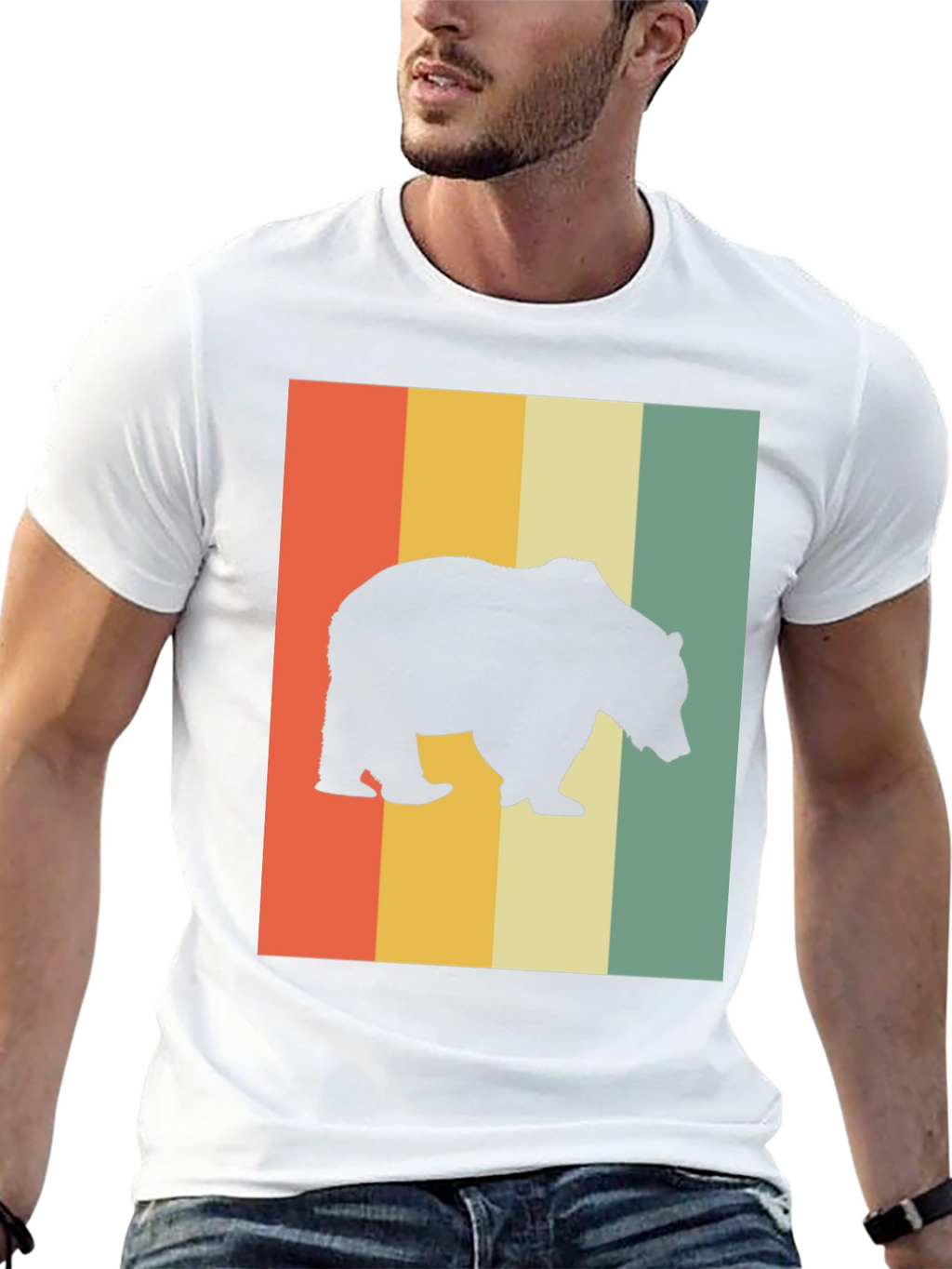 Retro Bear Silhouette Graphic T-Shirt