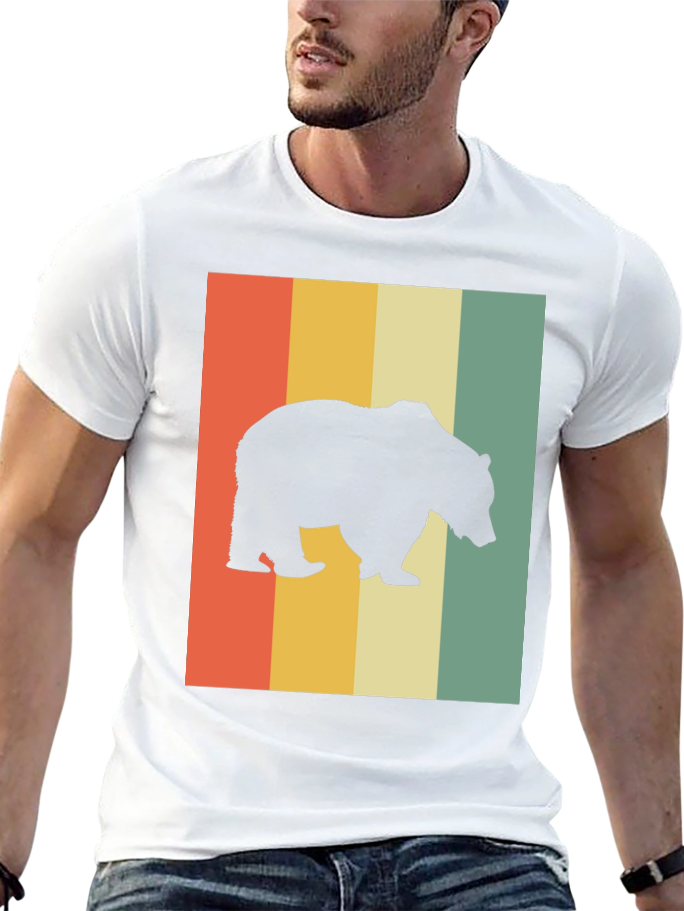 Retro Bear Silhouette Graphic T-Shirt