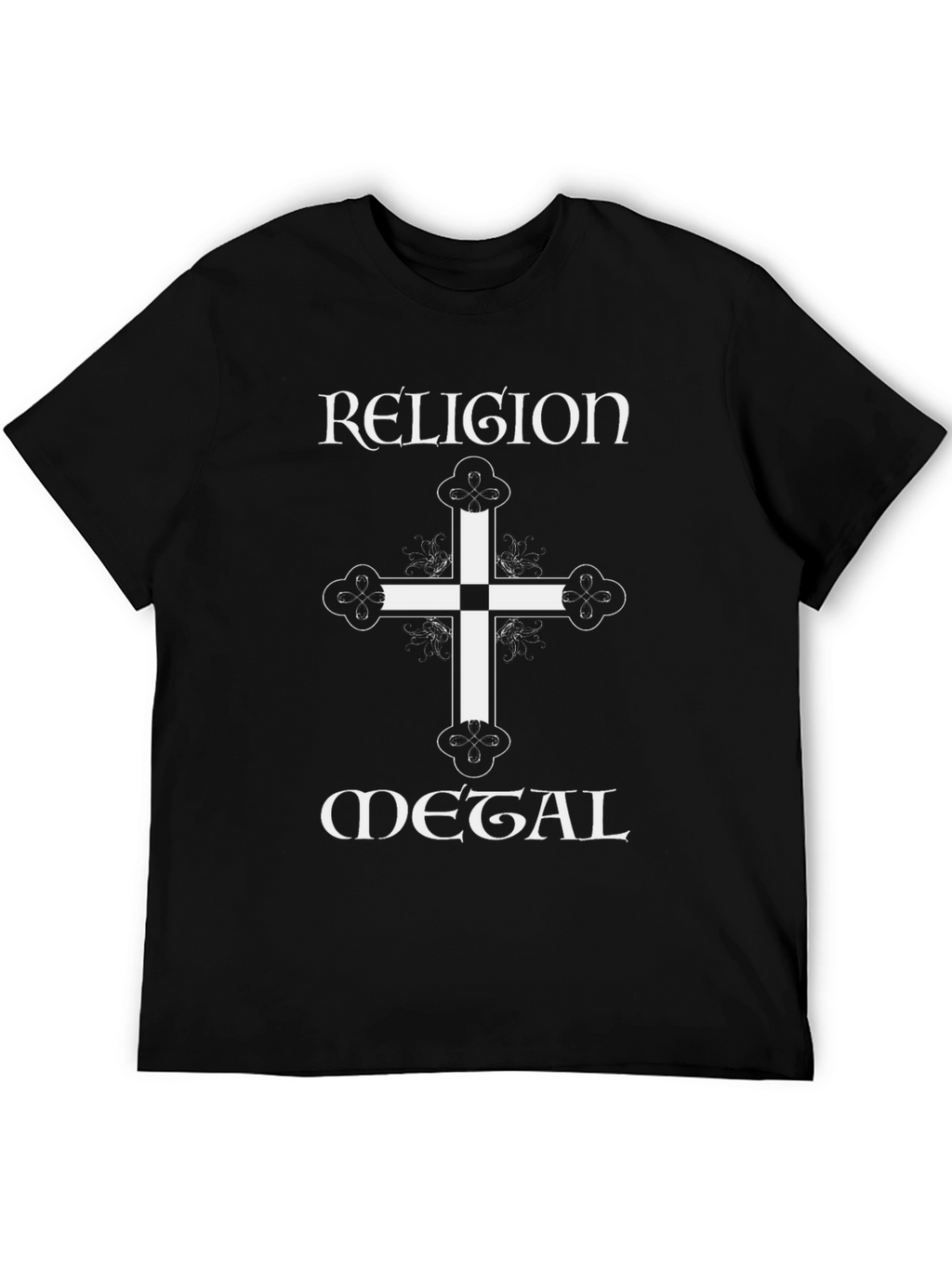 Religion Metal Graphic T-Shirt - Black Cotton Tee