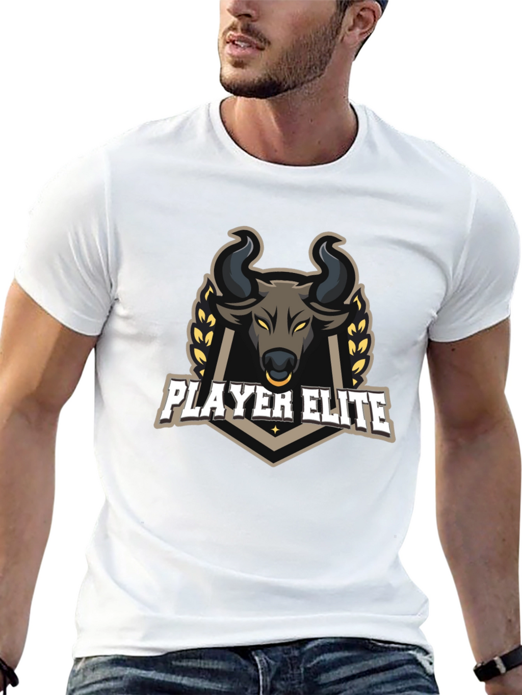 Player Elite Bull Graphic Black T-Shirt