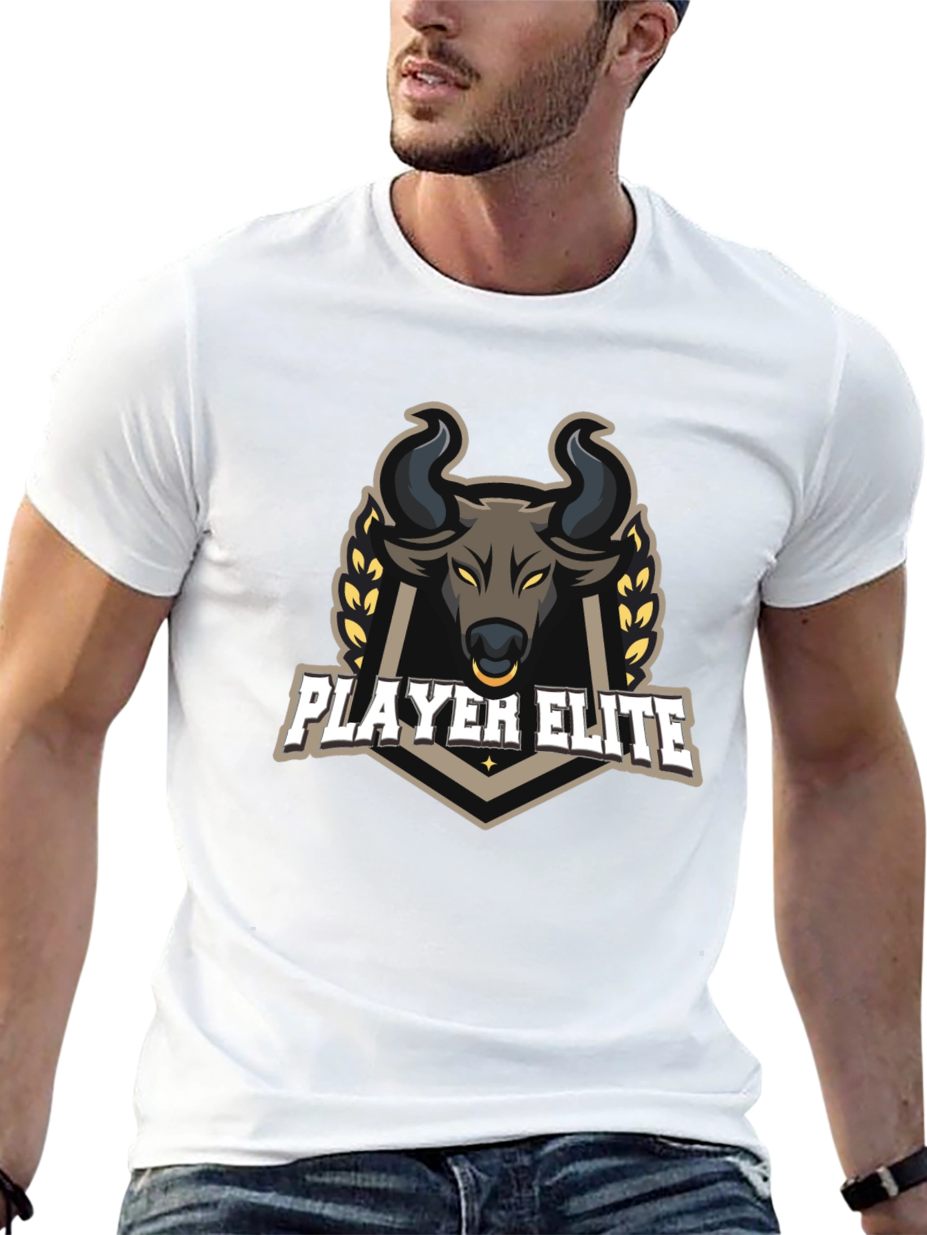 Player Elite Bull Graphic Black T-Shirt