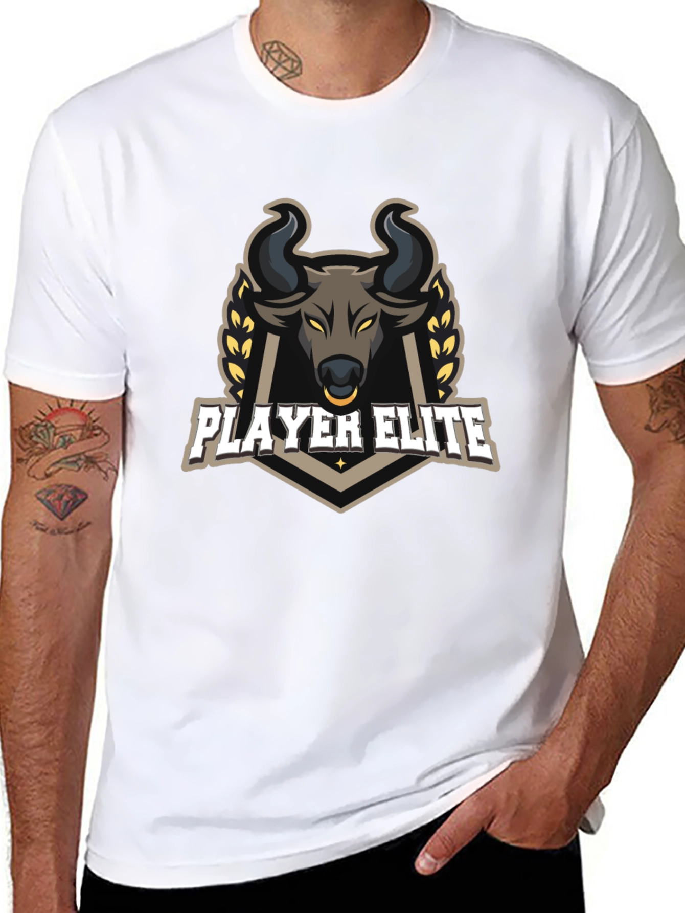 Player Elite Bull Graphic Black T-Shirt