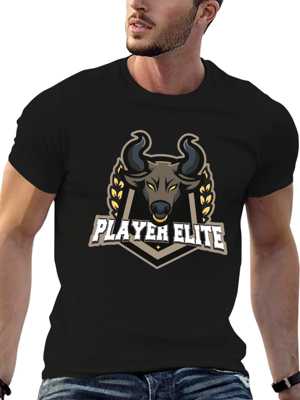 Player Elite Bull Graphic Black T-Shirt