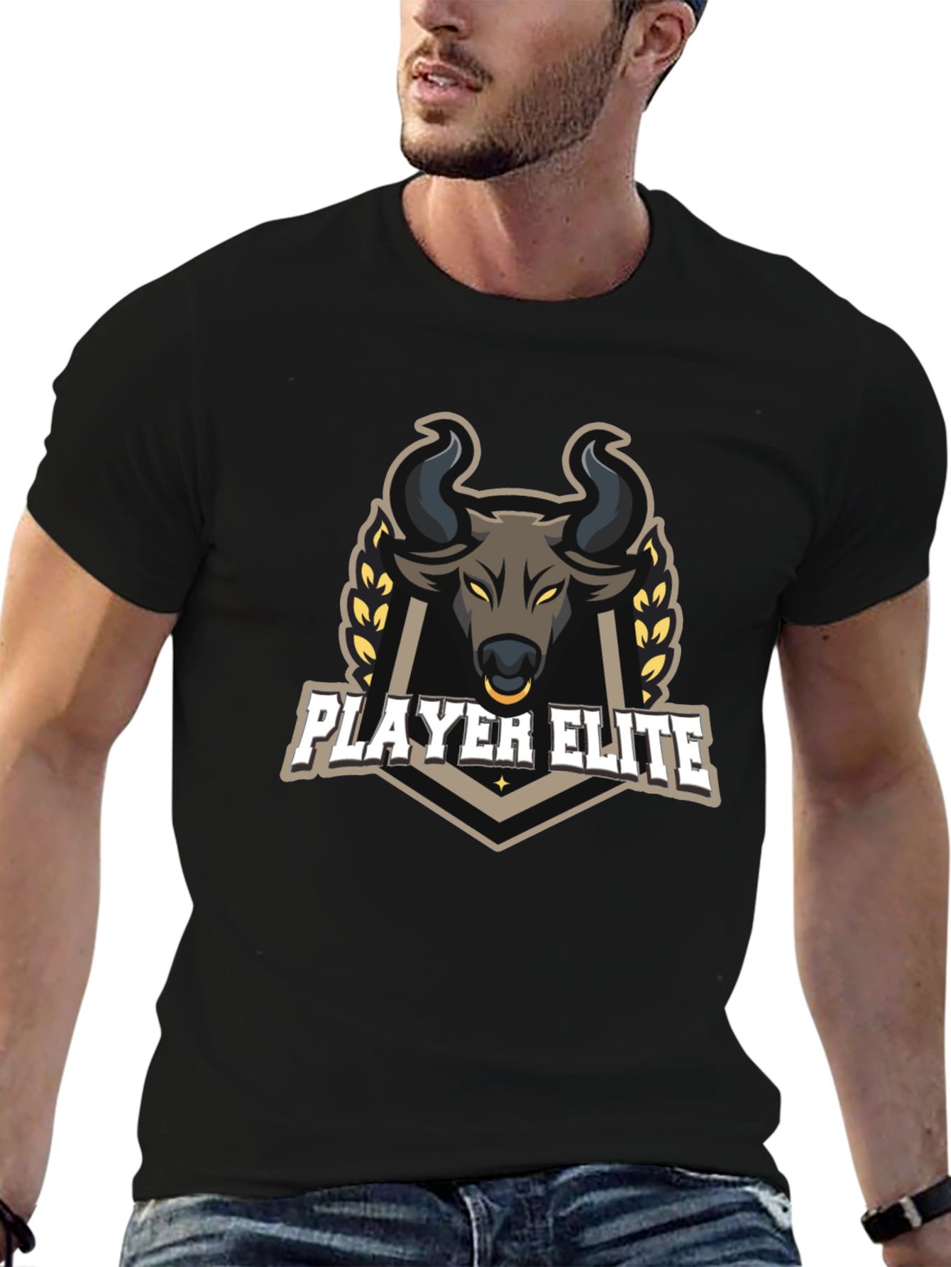 Player Elite Bull Graphic Black T-Shirt