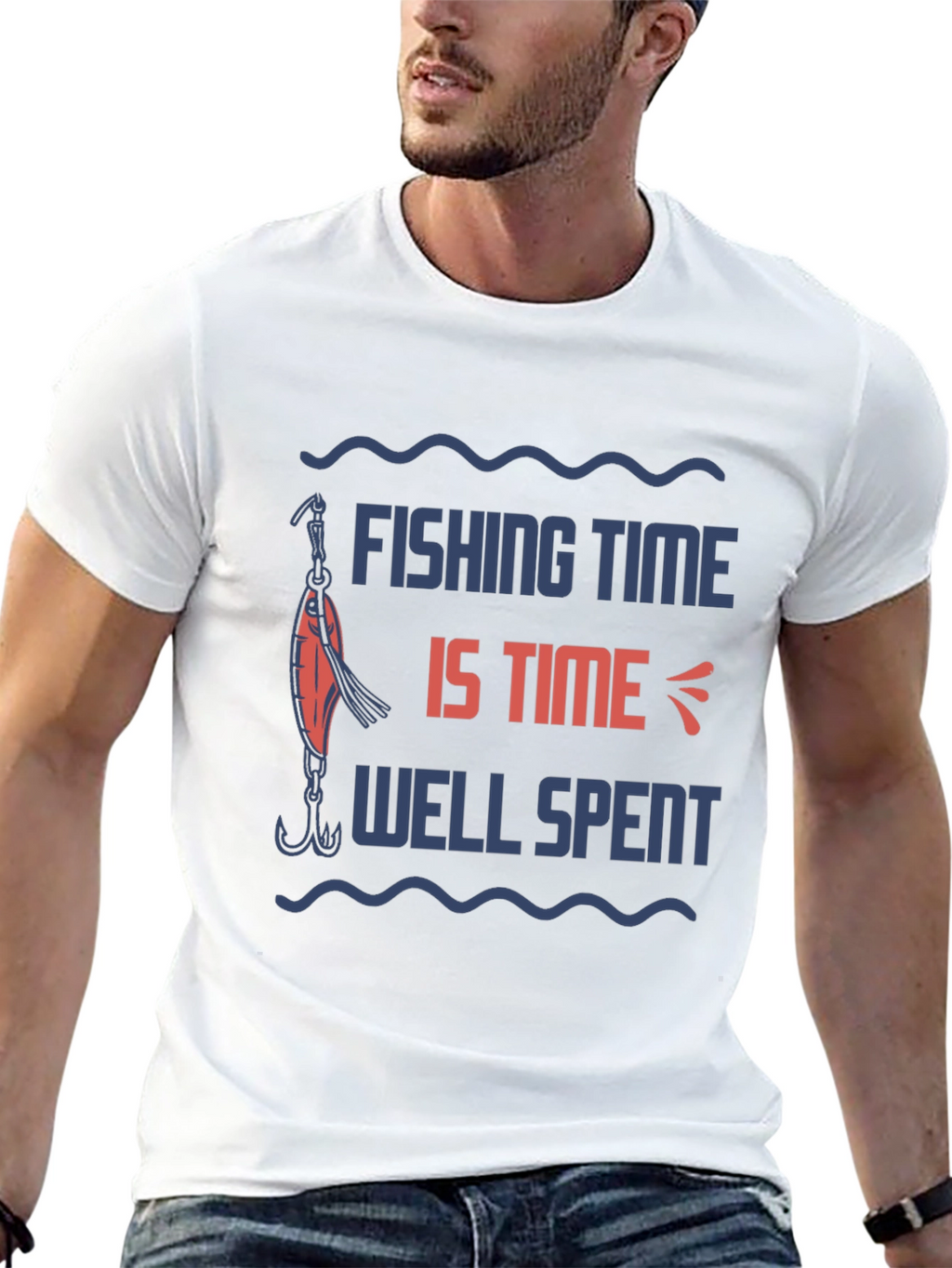 Fishing Time Well Spent Black Graphic Tee