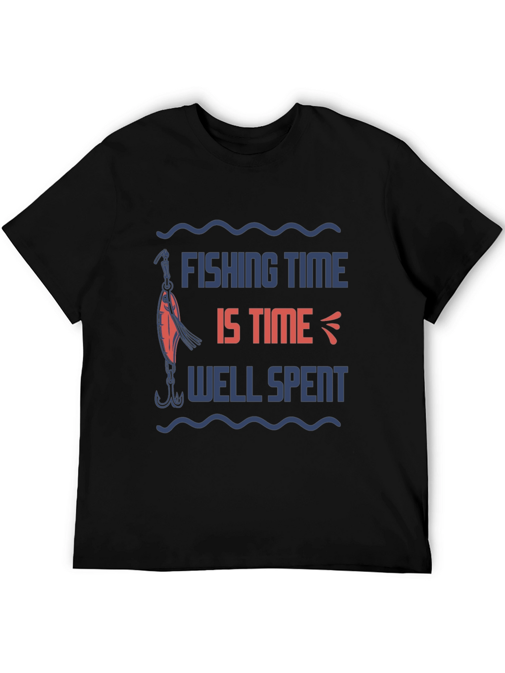 Fishing Time Well Spent Black Graphic Tee