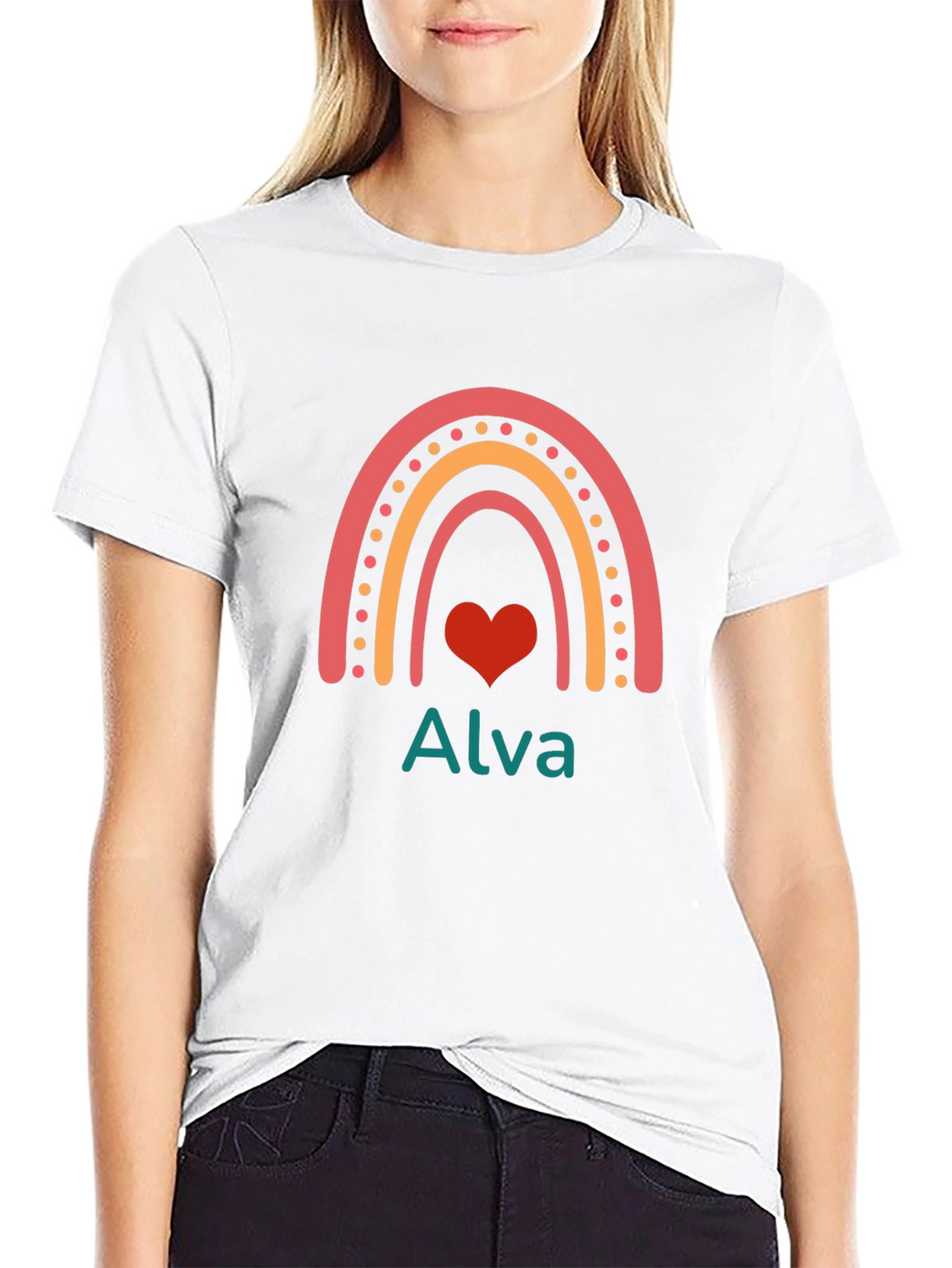 Rainbow Heart Alva T-Shirt - Custom Name Tee