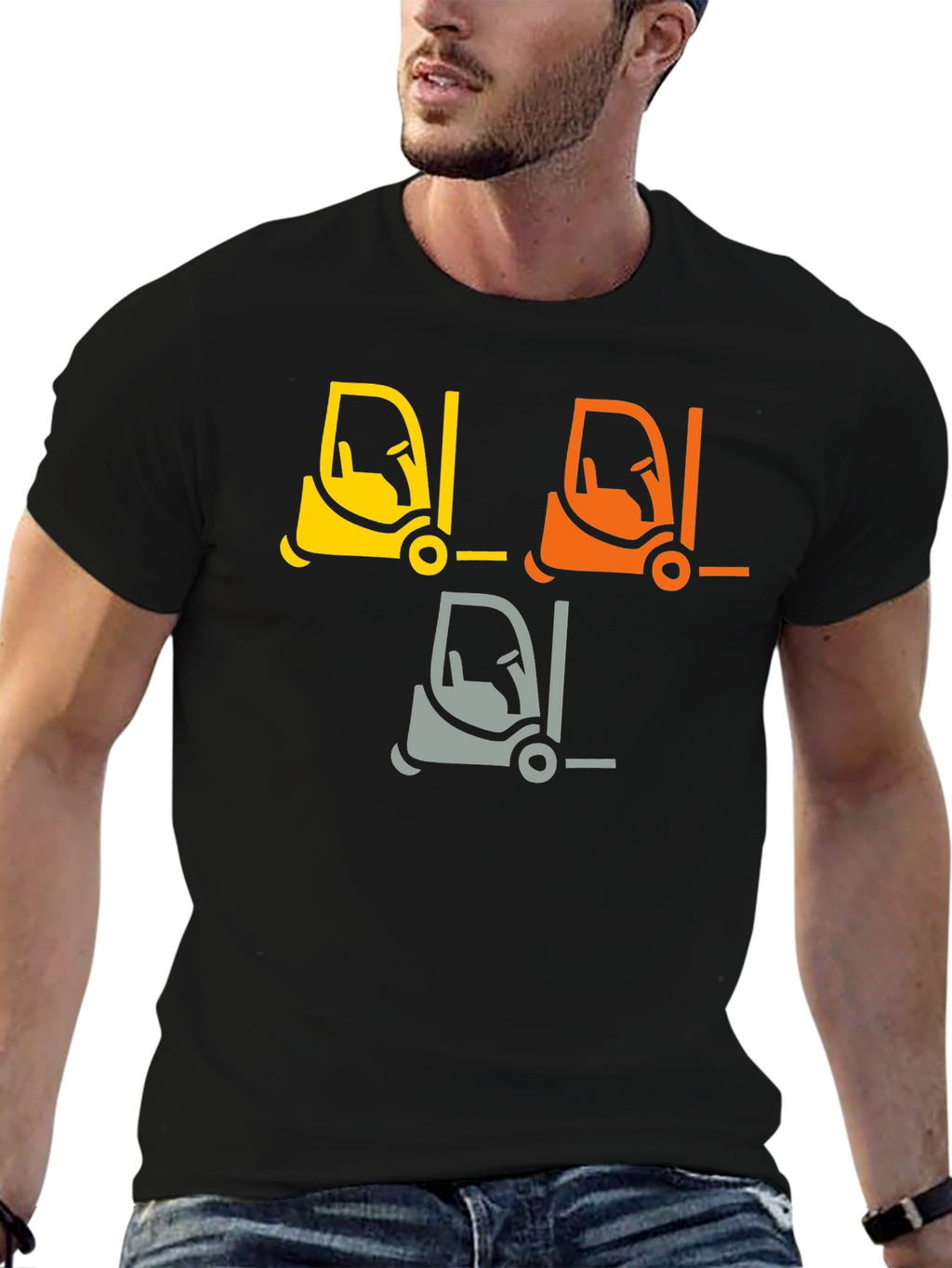 Forklift Graphic Tee - Black Cotton T-Shirt