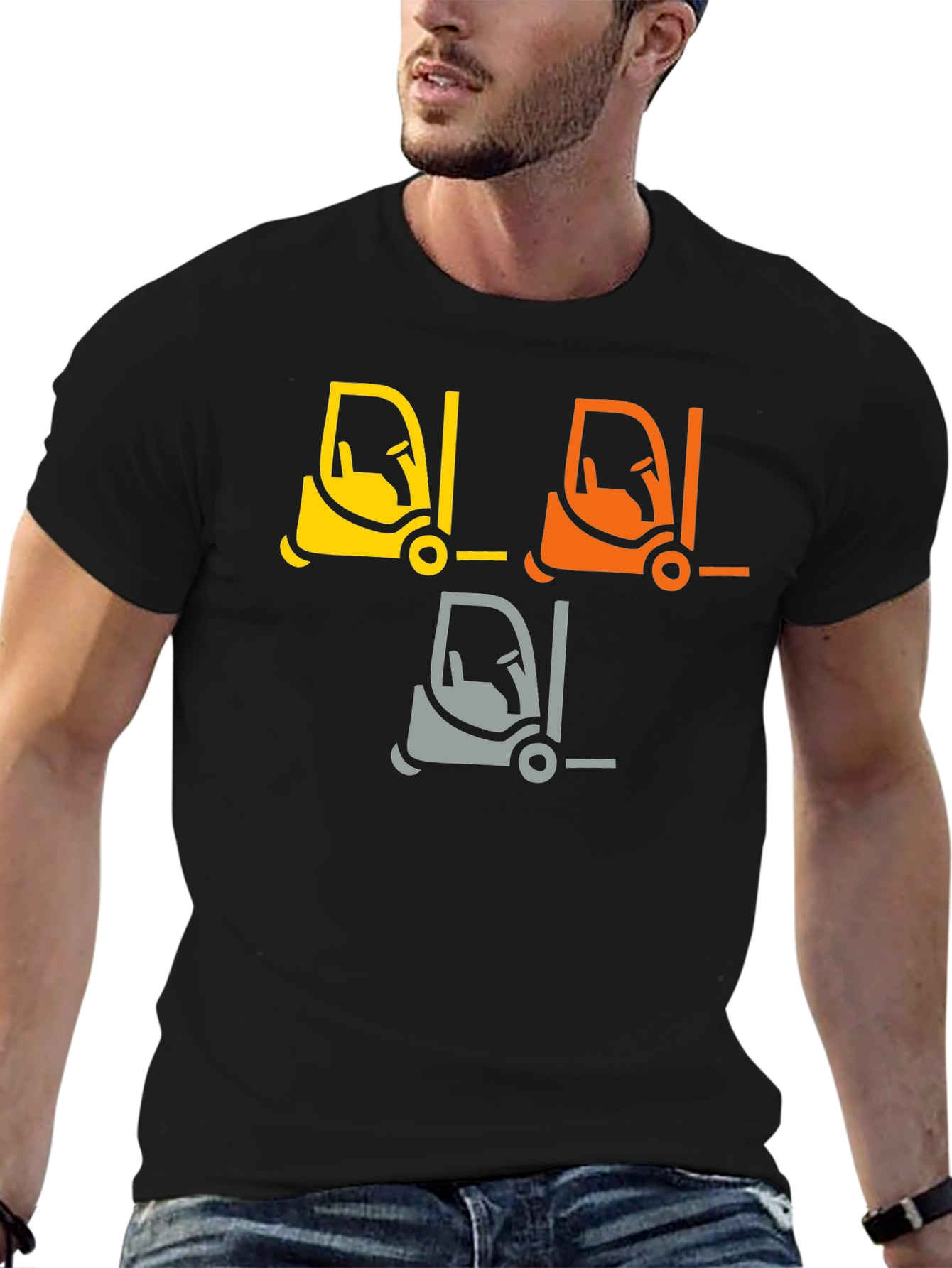 Forklift Graphic Tee - Black Cotton T-Shirt