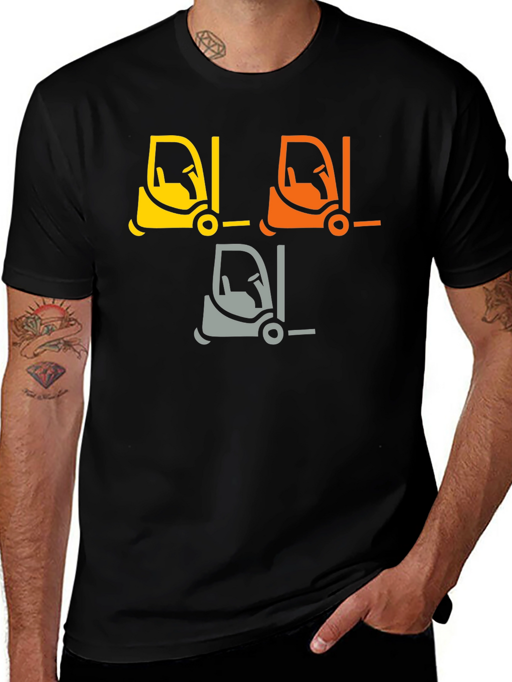 Forklift Graphic Tee - Black Cotton T-Shirt