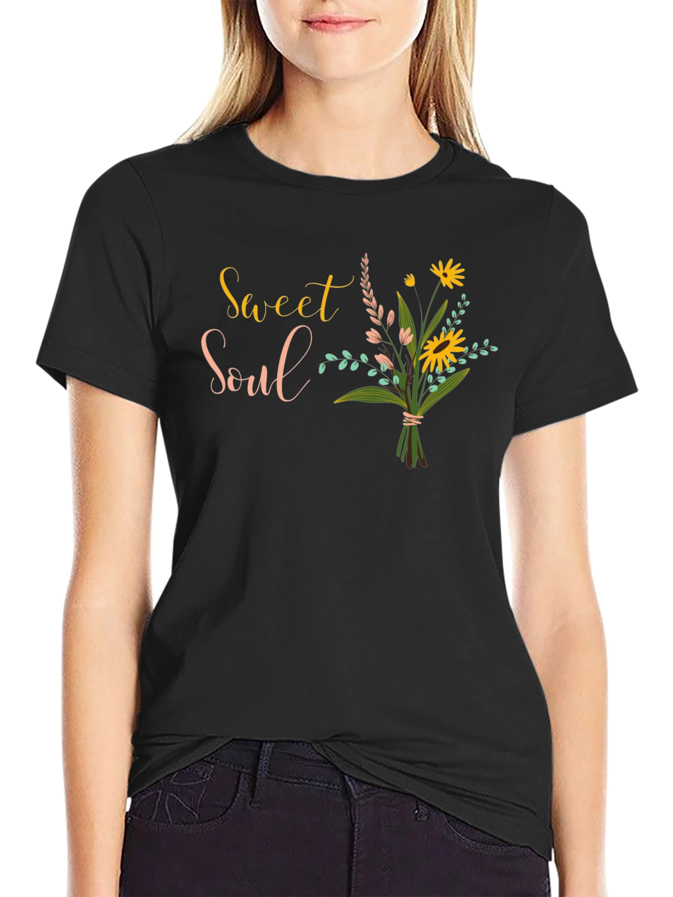 Sweet Soul Floral Graphic Black T-Shirt