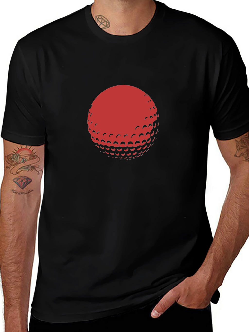 Red Golf Ball Graphic Black T-Shirt