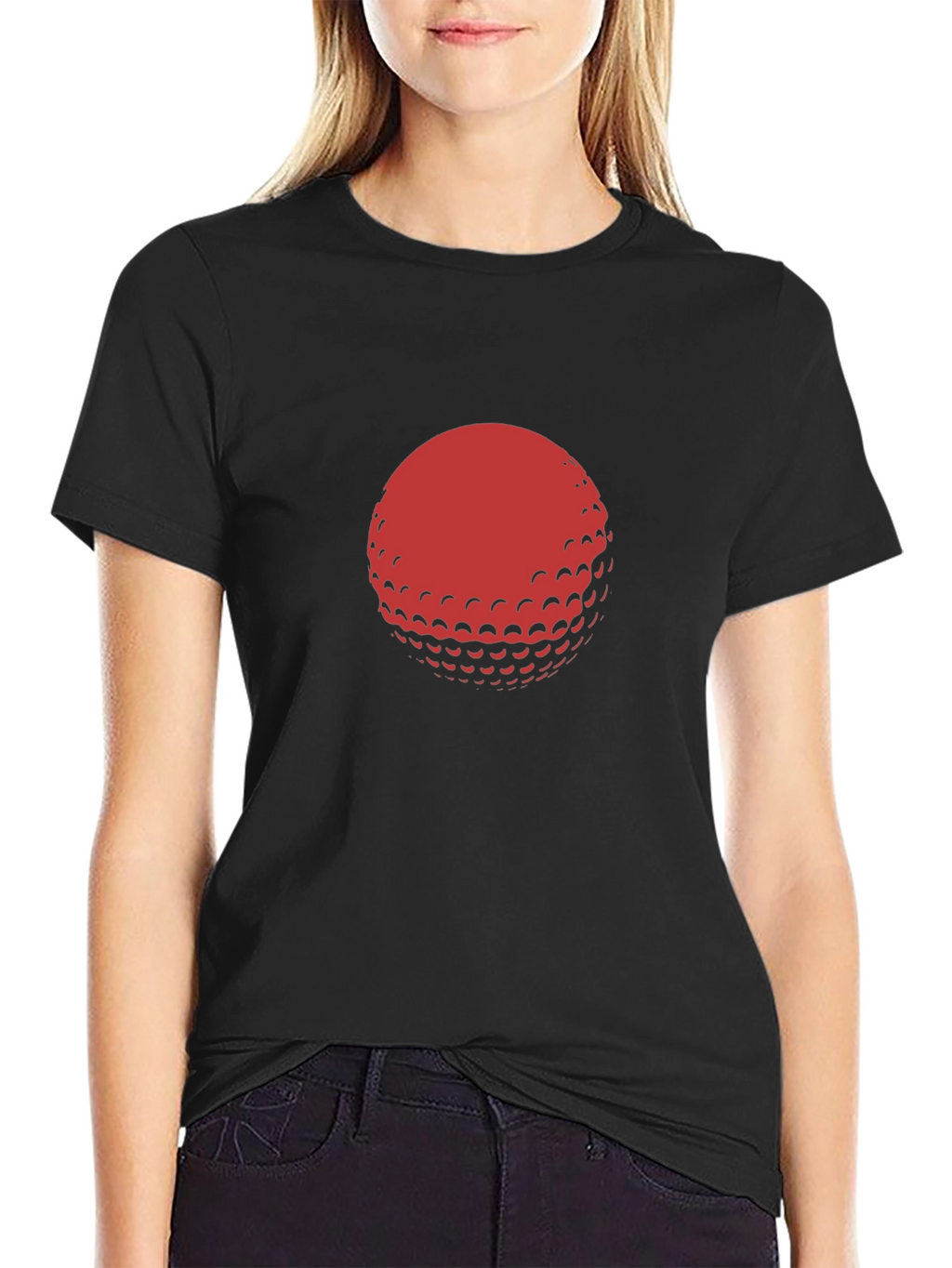 Red Golf Ball Graphic Black T-Shirt