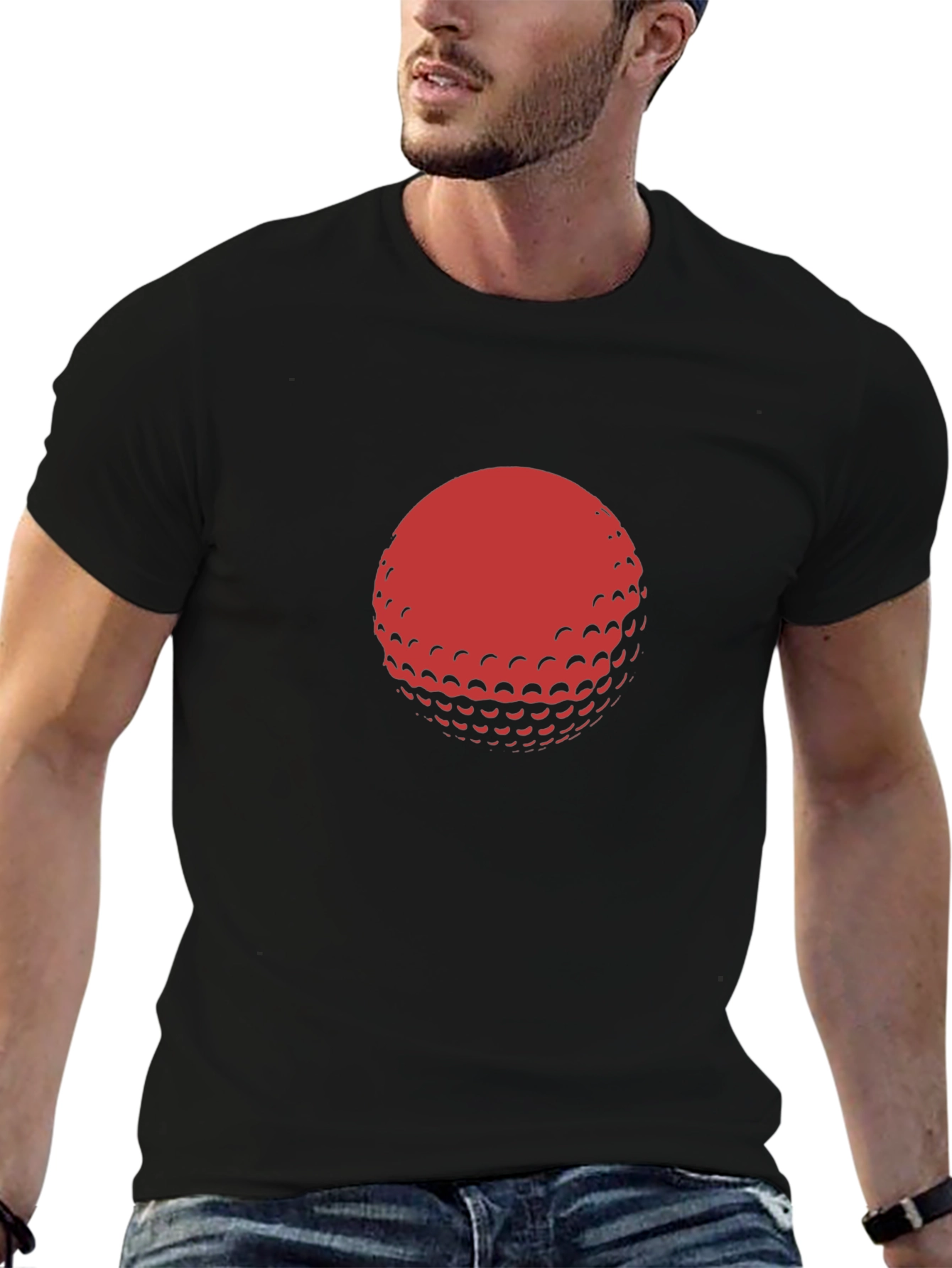 Red Golf Ball Graphic Black T-Shirt