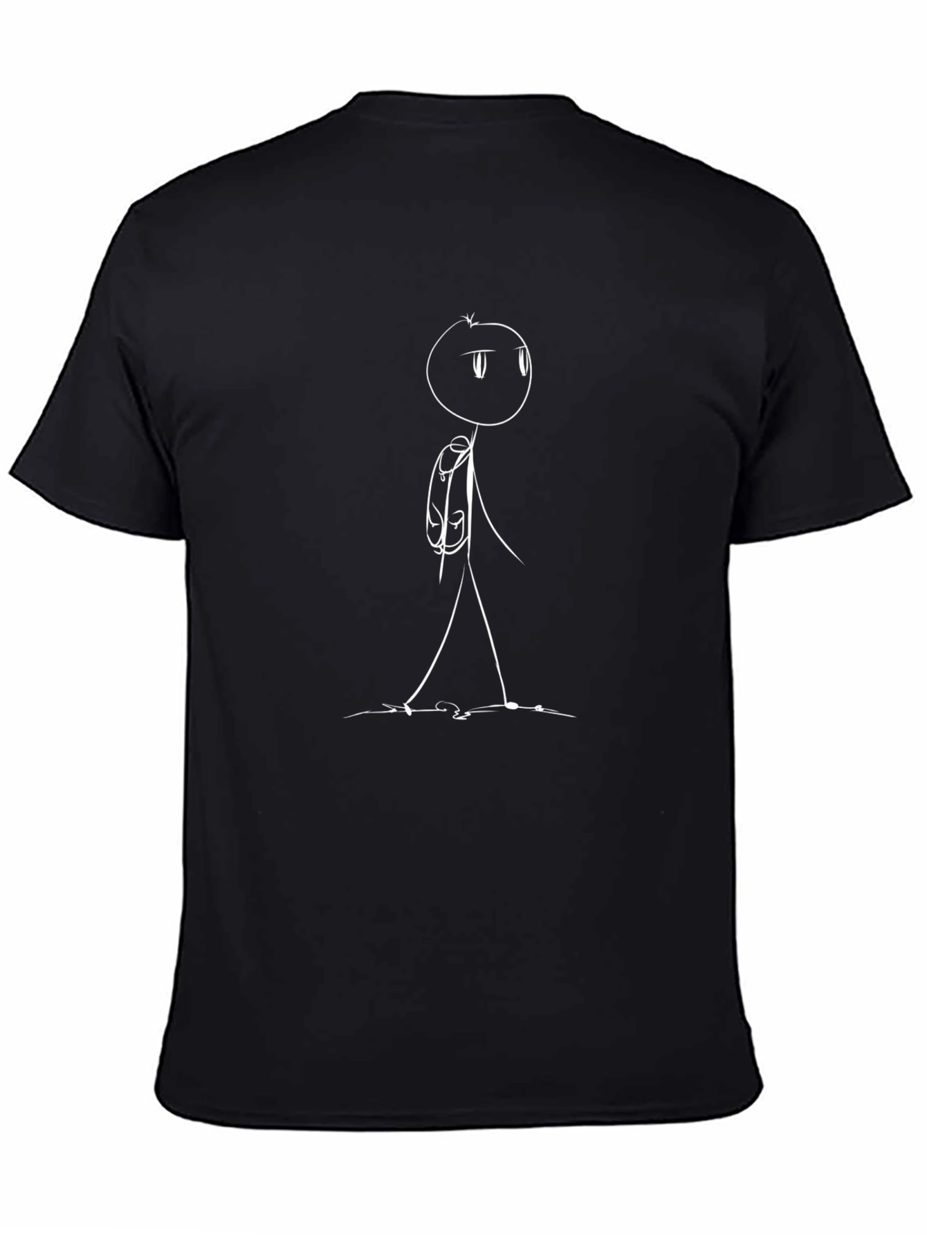 Stick Figure Traveler Graphic Tee - Black Cotton