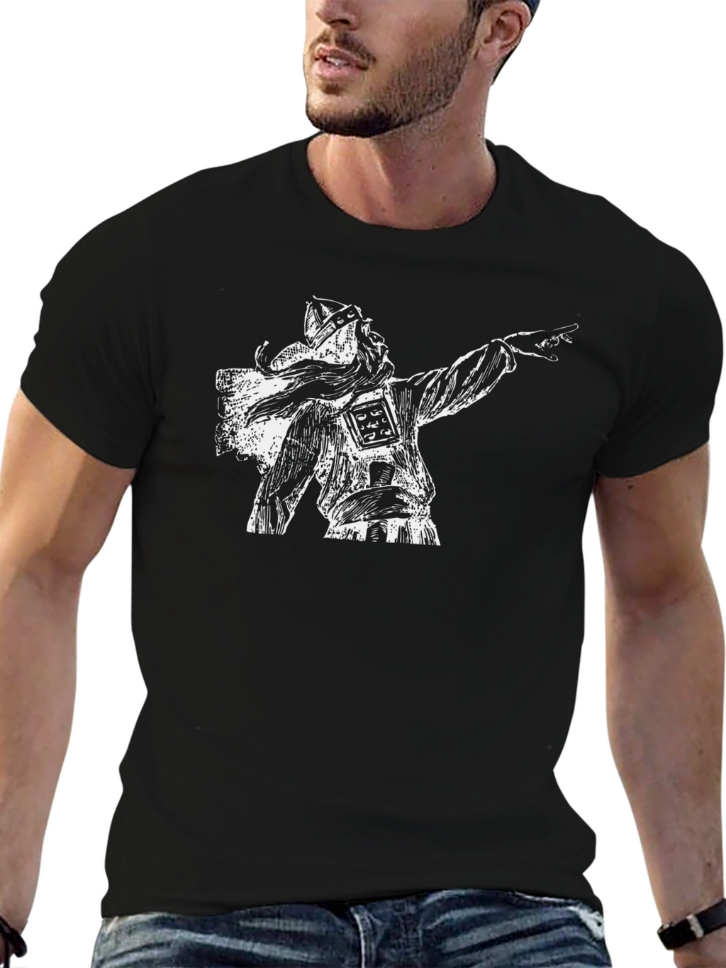 Viking Warrior Graphic Tee - Black Cotton T-Shirt