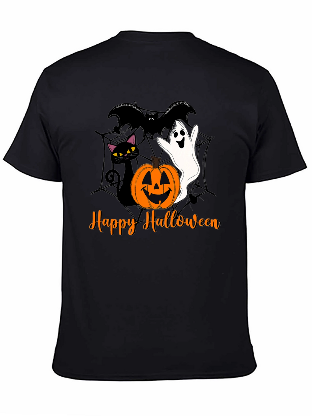 Halloween Cat Ghost Bat Graphic T-Shirt