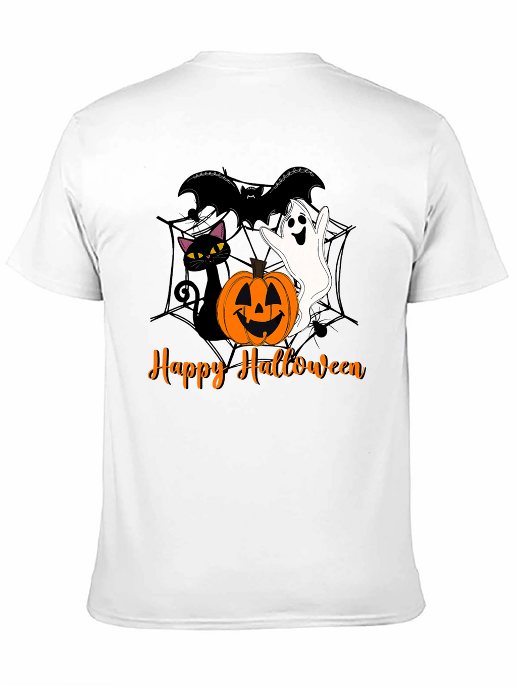 Halloween Cat Ghost Bat Graphic T-Shirt