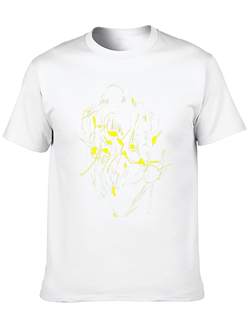 Abstract Yellow Print Black T-Shirt