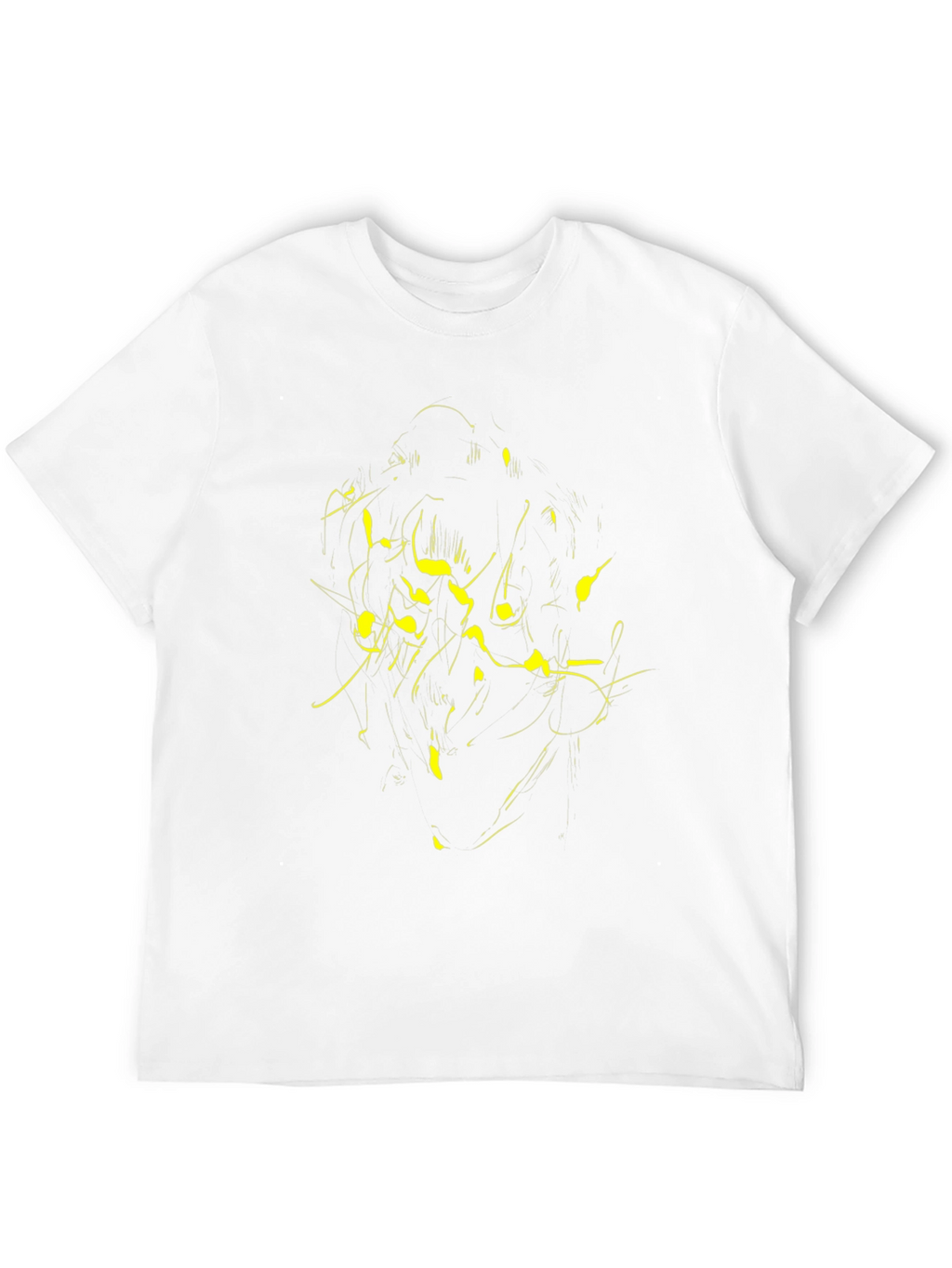 Abstract Yellow Print Black T-Shirt