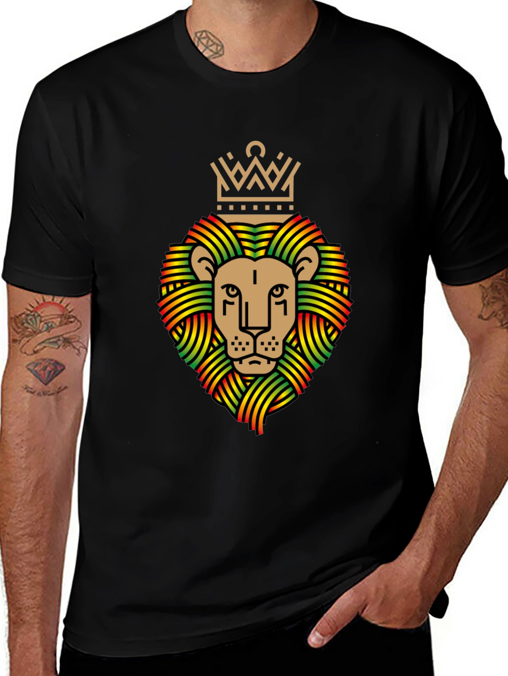 Rasta Lion Crown Graphic T-Shirt