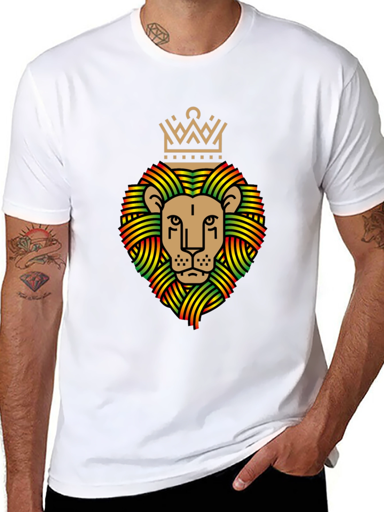 Rasta Lion Crown Graphic T-Shirt