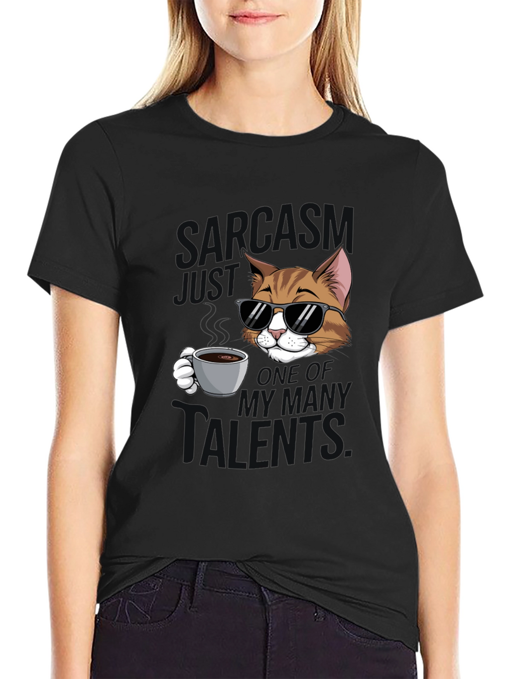 Sarcasm Cat Graphic T-Shirt