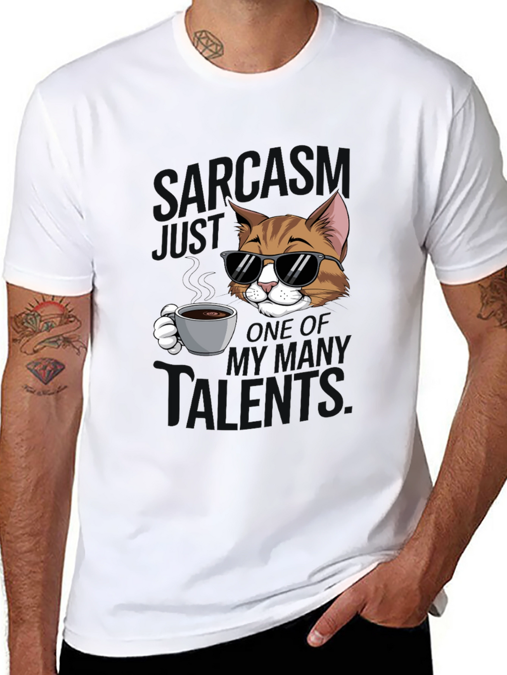 Sarcasm Cat Graphic T-Shirt
