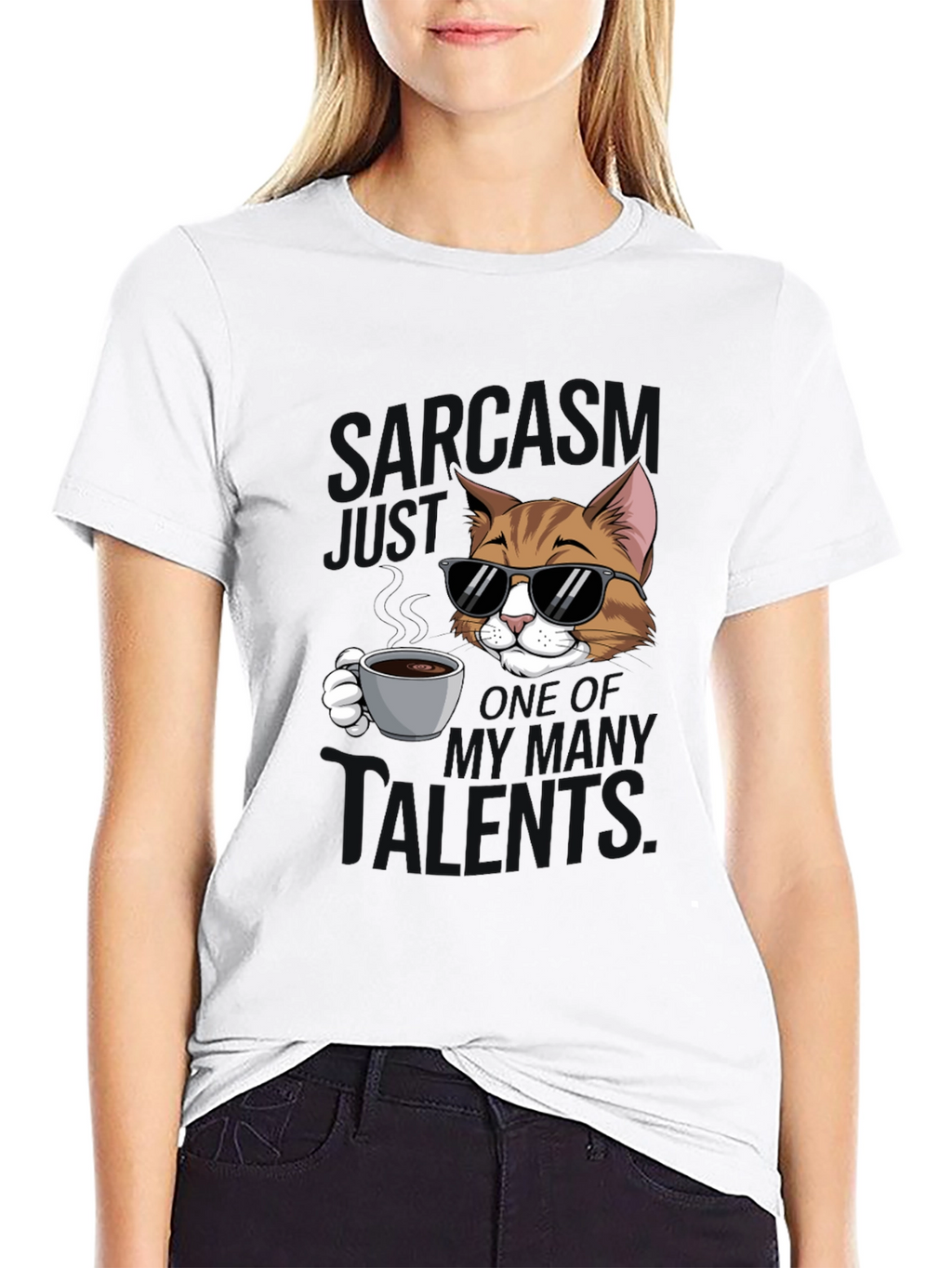 Sarcasm Cat Graphic T-Shirt
