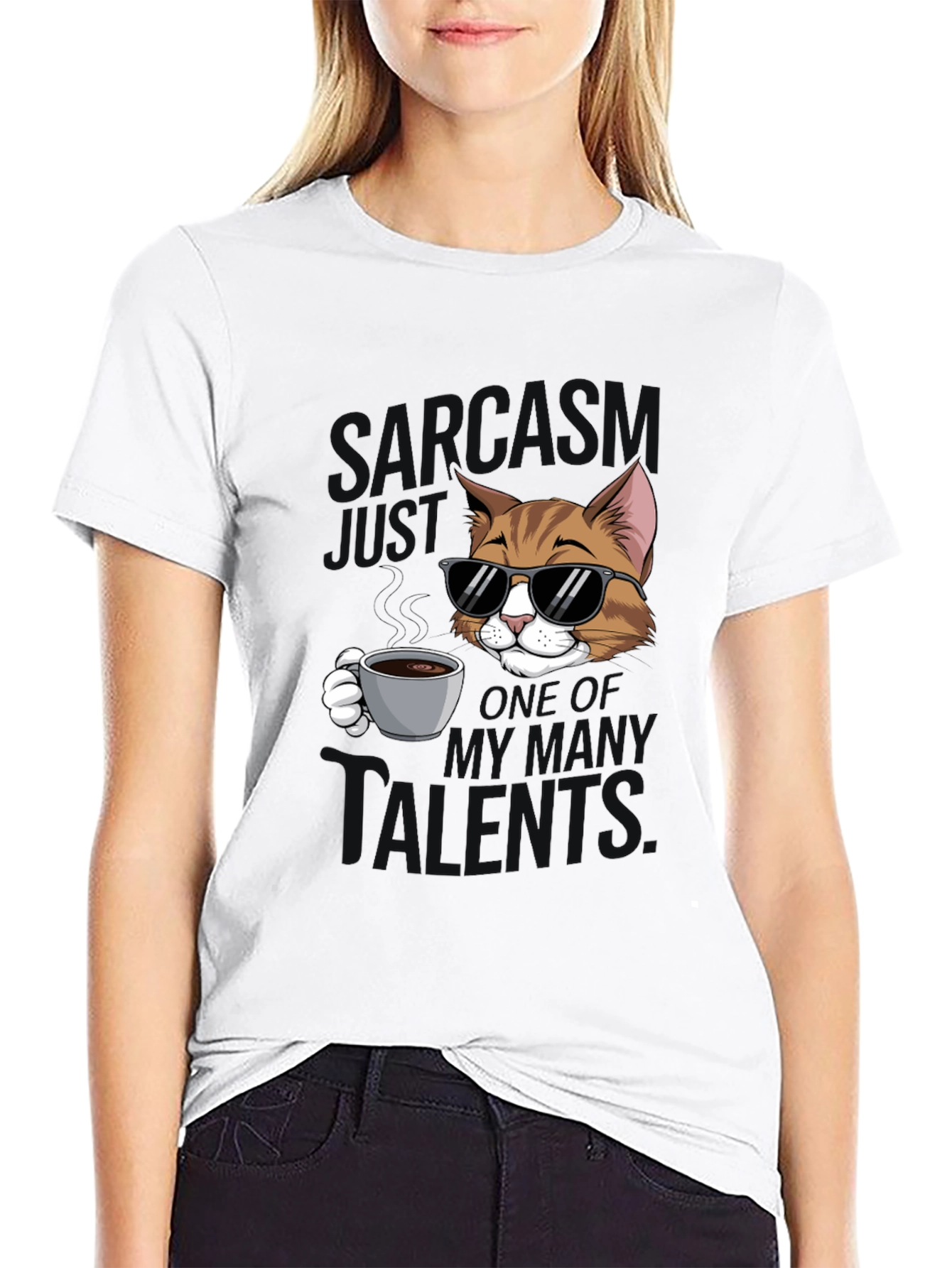Sarcasm Cat Graphic T-Shirt