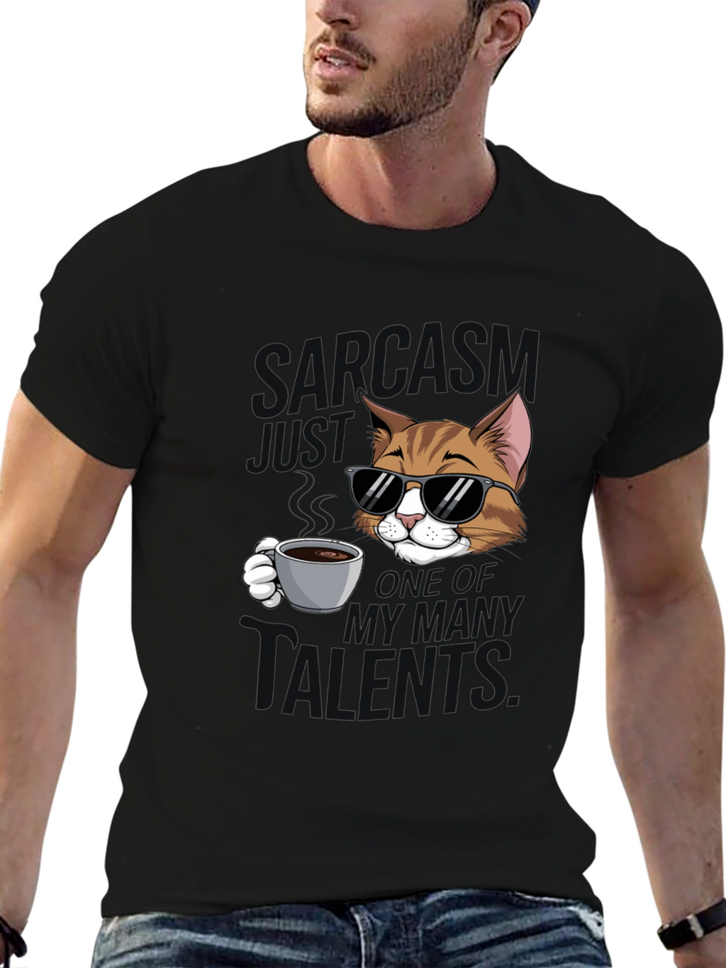 Sarcasm Cat Graphic T-Shirt