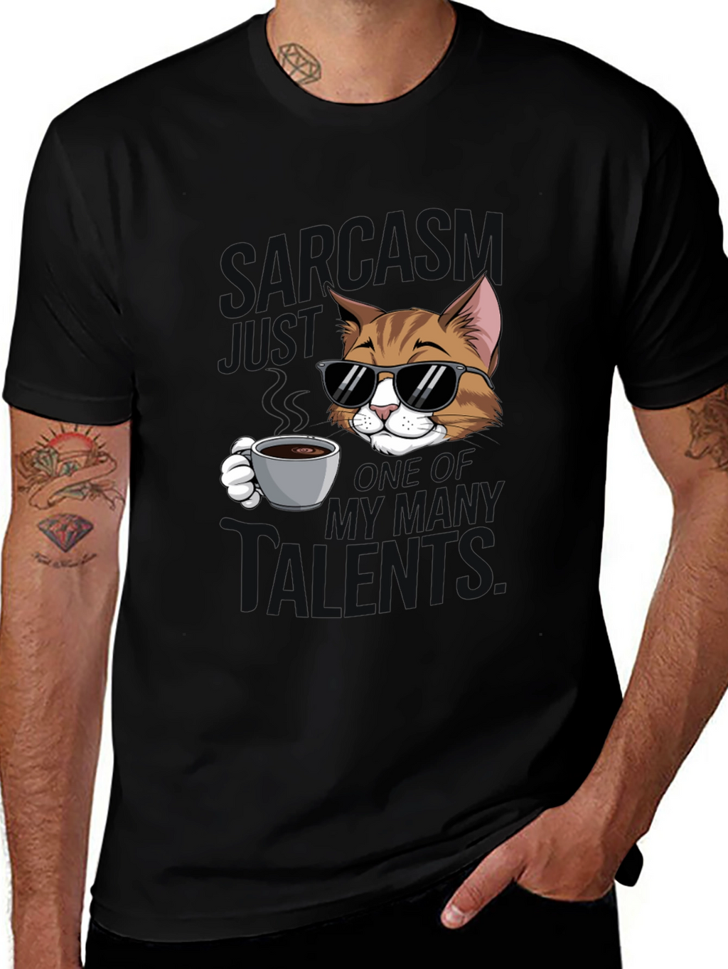 Sarcasm Cat Graphic T-Shirt