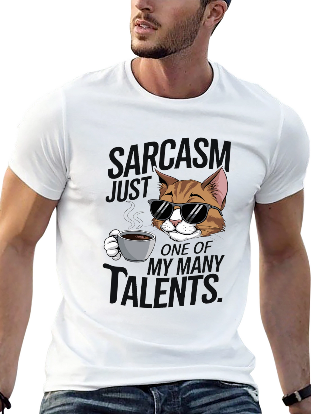 Sarcasm Cat Graphic T-Shirt