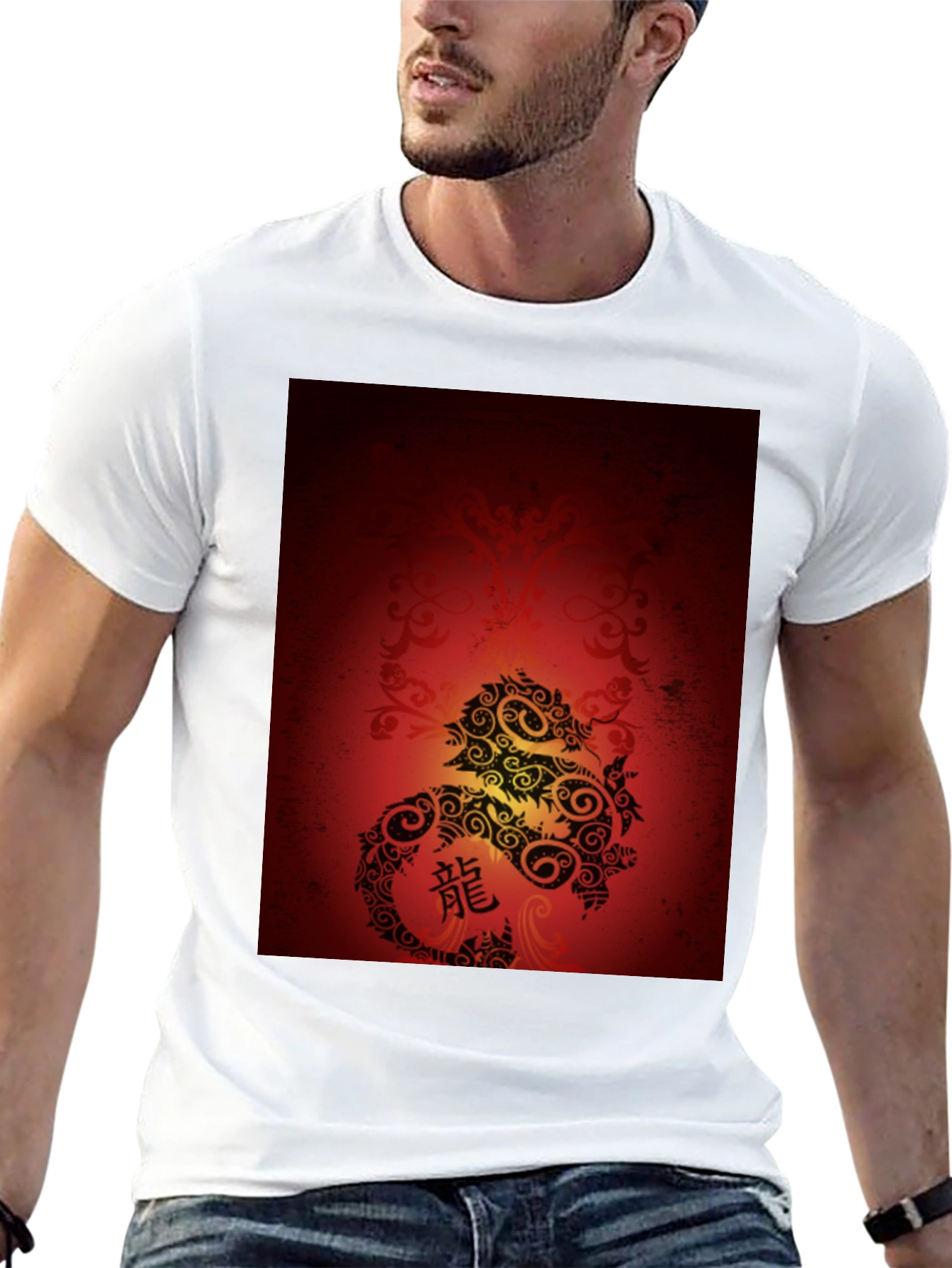 Dragon Graphic Tee - Black Cotton Blend