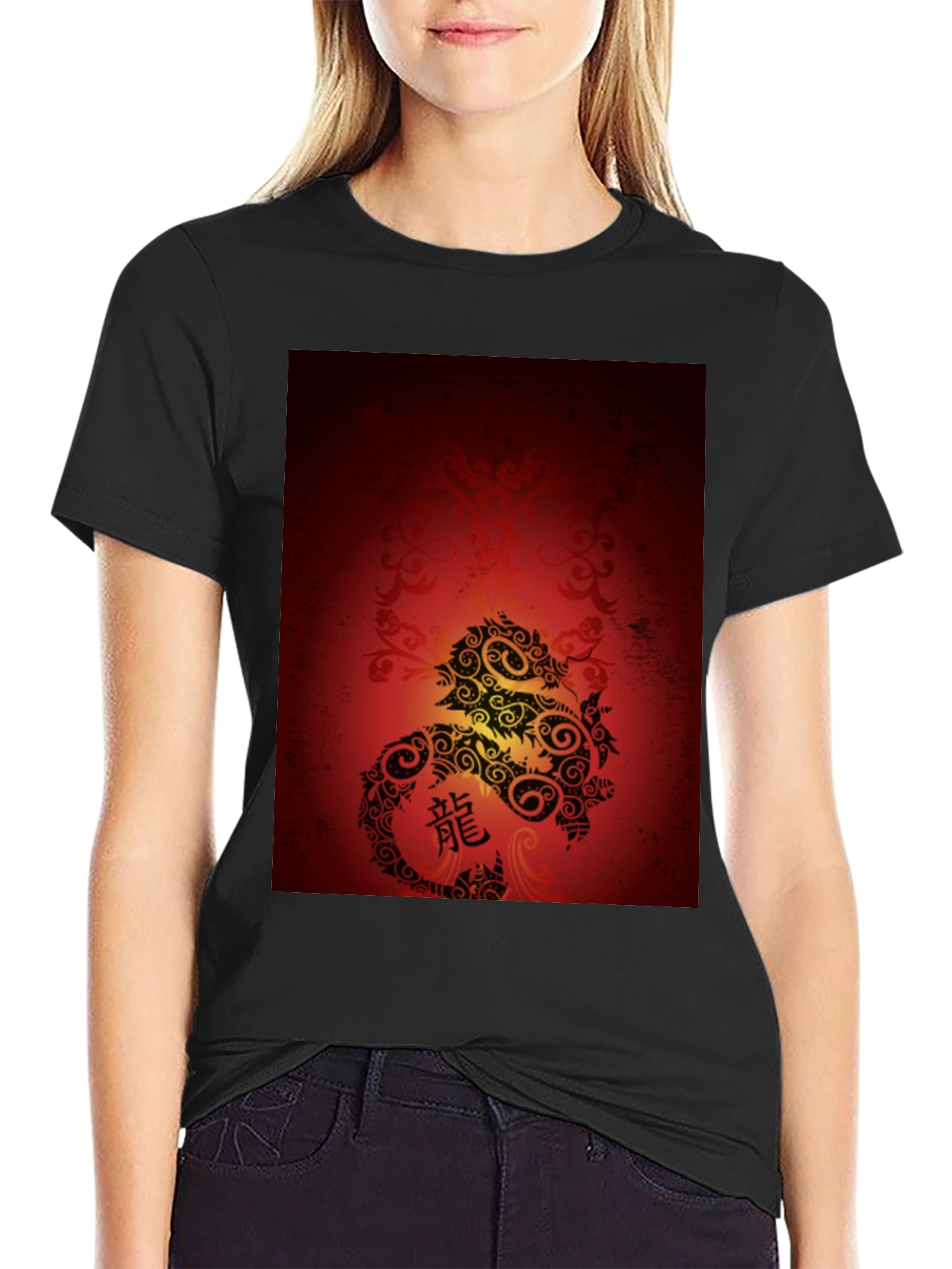 Dragon Graphic Tee - Black Cotton Blend