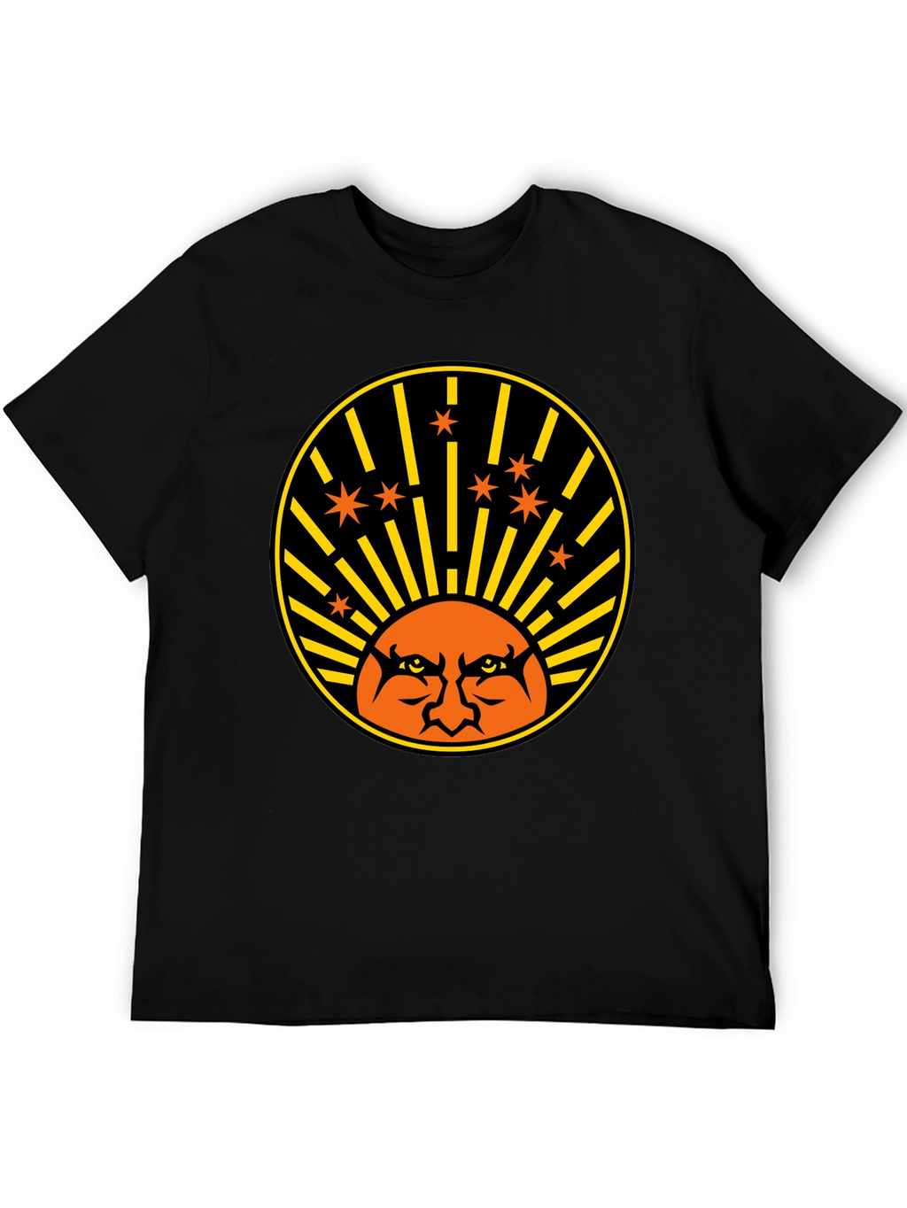 Angry Sun Graphic Tee - Black Cotton T-Shirt